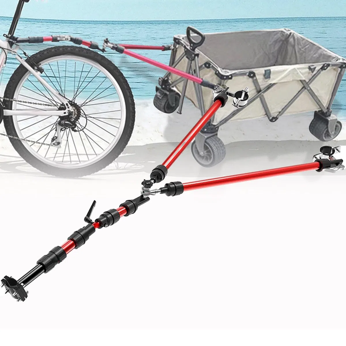 Connettore Hitch Del Rimorchio Della Bici Di Lega, Barra Di Traino Pieghevole Per Il Campeggio.Collegamento Sicuro Si Adatta Alla Maggior Parte Delle Bici, Carico Massimo 50kg.Facile Installare L'adat