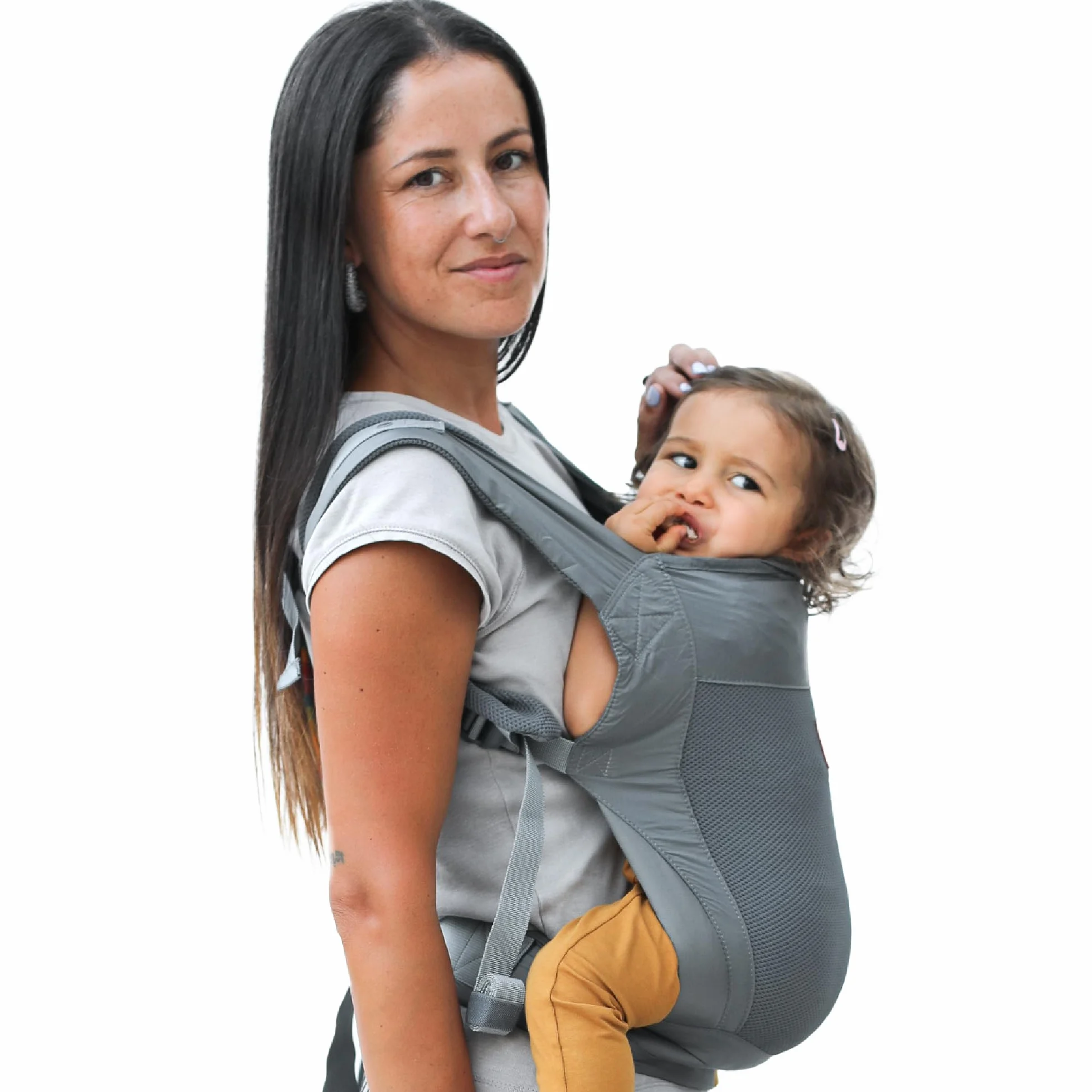 Beco Fly Ultralite Marsupio Neonati e Bambini – Compatto, Pieghevole e Leggero – Con Borsa da Trasporto, Posizione a "M" Ergonomica, Fronte Mamma e Zaino (7–20 kg) - Grigio