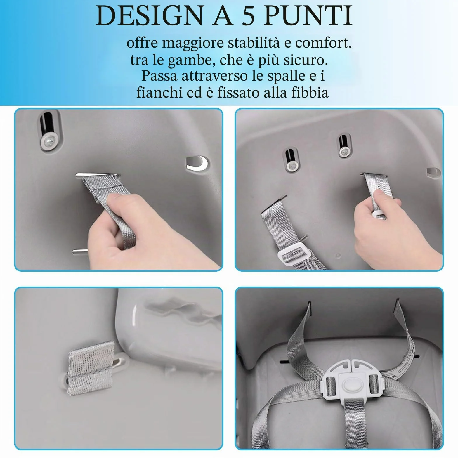GWAWG Imbracatura per seggiolone universale cinghie di sicurezza per seggiolone, imbracatura di sicurezza a 5 punti per bambini convertibili per seggiolone, carrozzina e passeggino