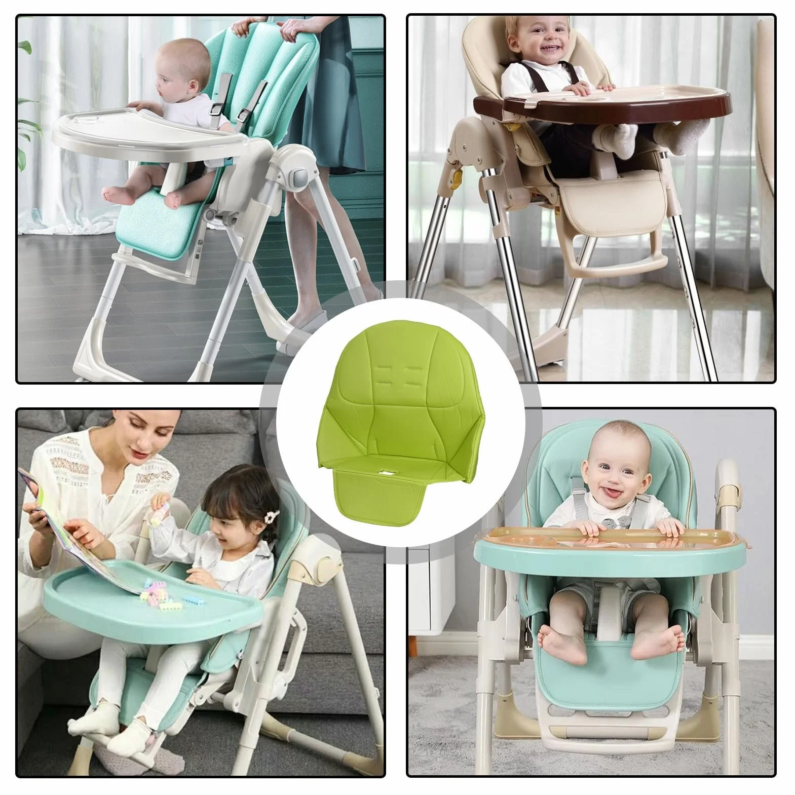 Peg Perego Tatamia - Coprisedia per seggiolone, cuscino di ricambio per sedia da pranzo, facile da installare, traspirante, in pelle PU con seduta imbottita