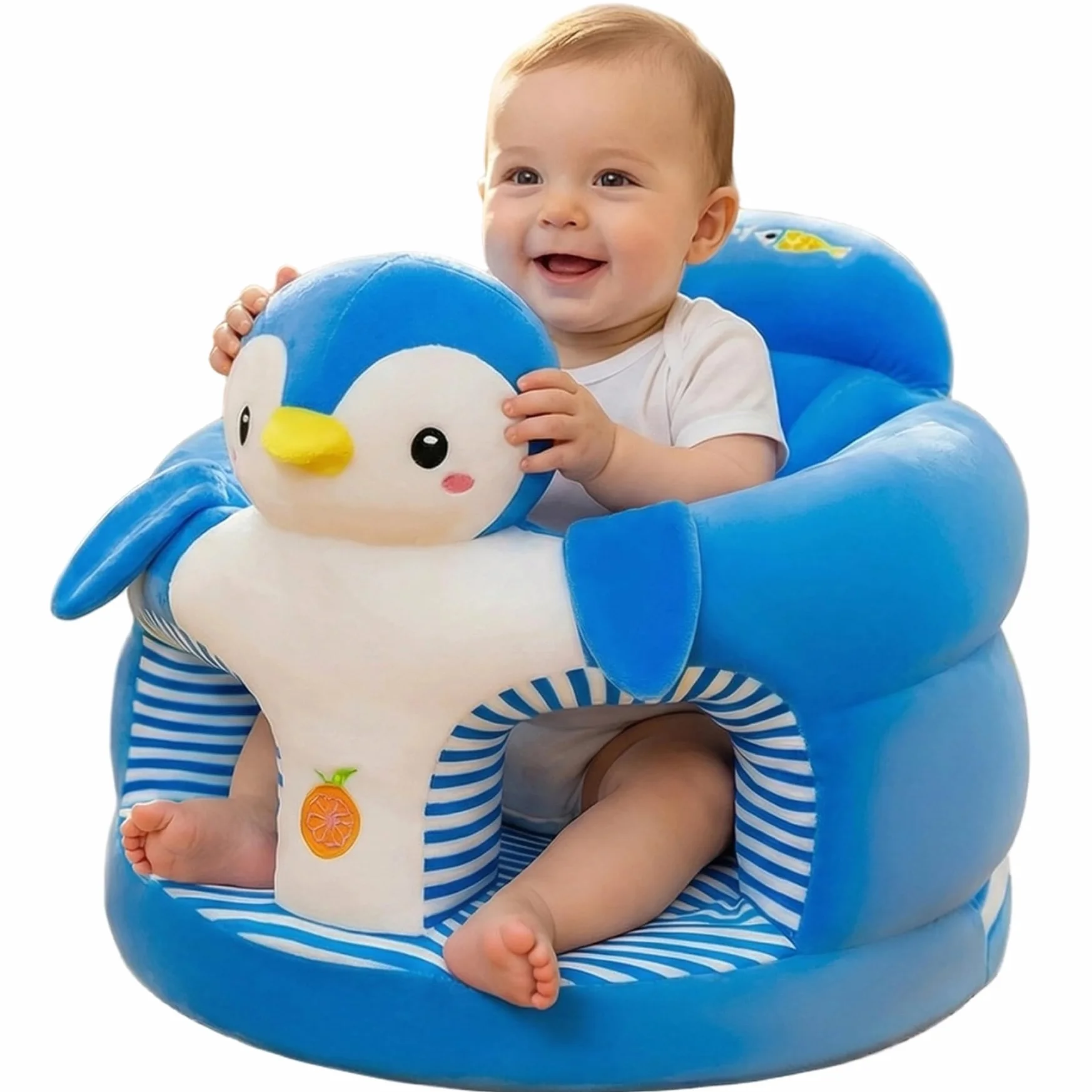 Baby Sit Me Up Seggiolino Pinguino Cartoon Supporto per Baby Sitting per Neonati 0-36 Mesi Sedia Morbida per Camera da Letto, Soggiorno, Asilo Nido, Appartamento - Supporto per Seduta