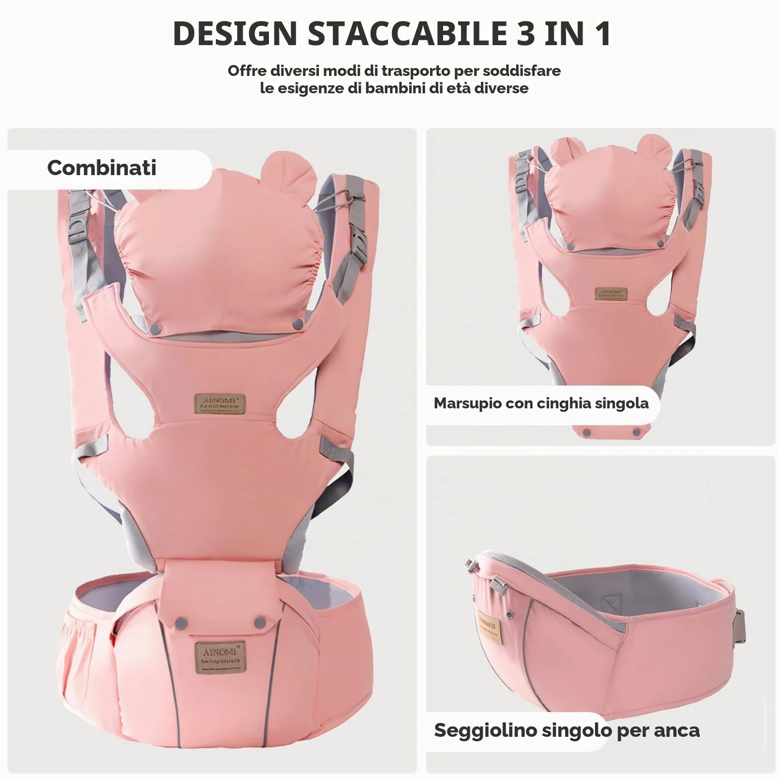 SONARIN Multifunzionale 3 in 1 Marsupio Neonati con Sedile,Portantina Ergonomico Traspirante Porta Bambino Fascia Porta Bebè Multi-Posizioni per Neonati Bambini 0-36 Mesi(Blu Scuro)