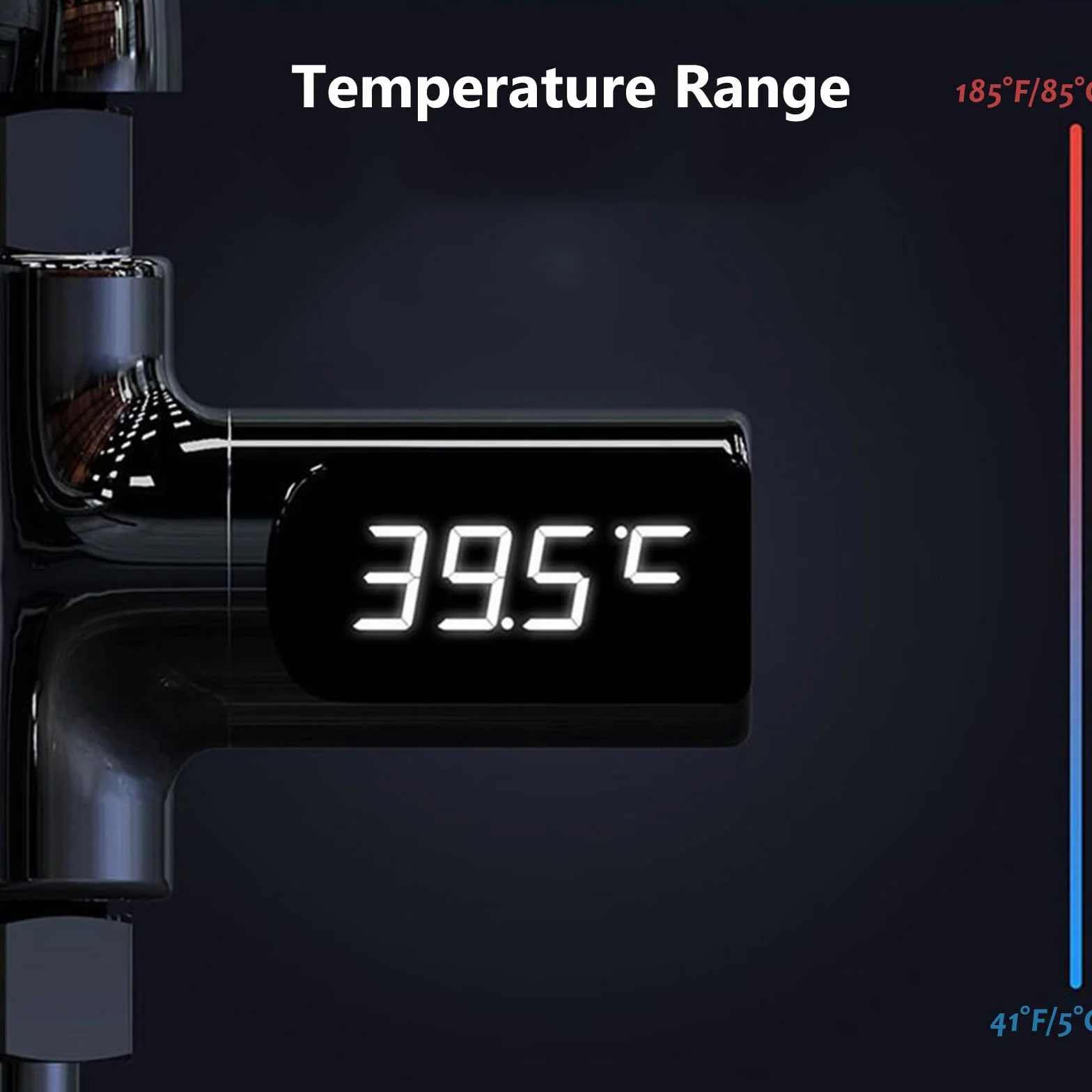 Chesoon Termometro da doccia a lettura istantanea con display digitale a LED 5-85℃ Luce alimentata ad acqua per bagnetto schermo rotante a 360° per casa bagno cucina
