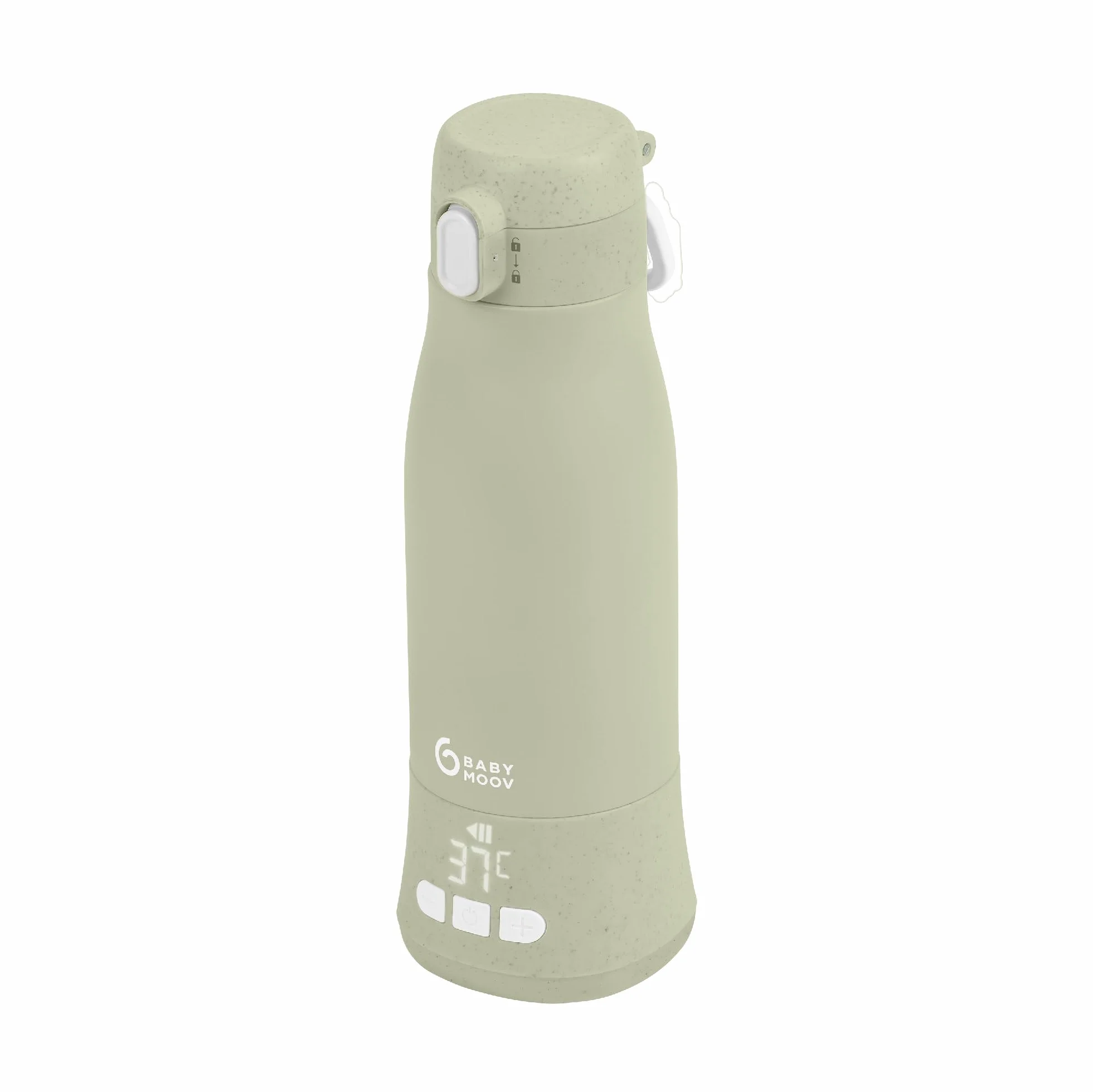 Babymoov Scaldabiberon da Viaggio Senza Filo Moov & Feed, Capacità 340 ml, Acqua o Latte Materno, Temperatura Regolabile, Mantenimento al Caldo (fino a 7 Ore), Ricarica USB, Sage Green