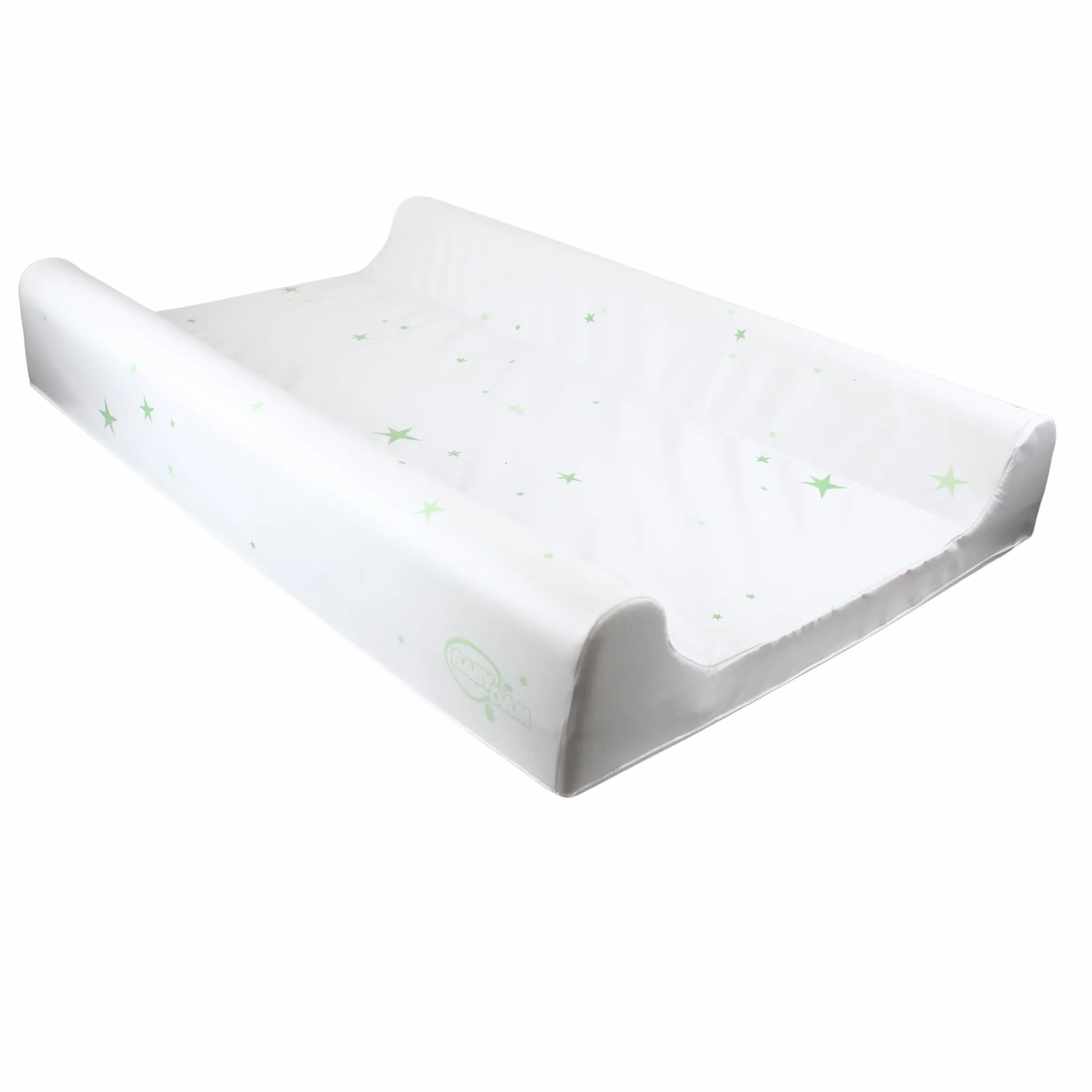BabyDam Luxury SuperMax - Fasciatoio antirollio con cuneo, facile da pulire, 70 x 45 cm, colore: verde stella/bianco