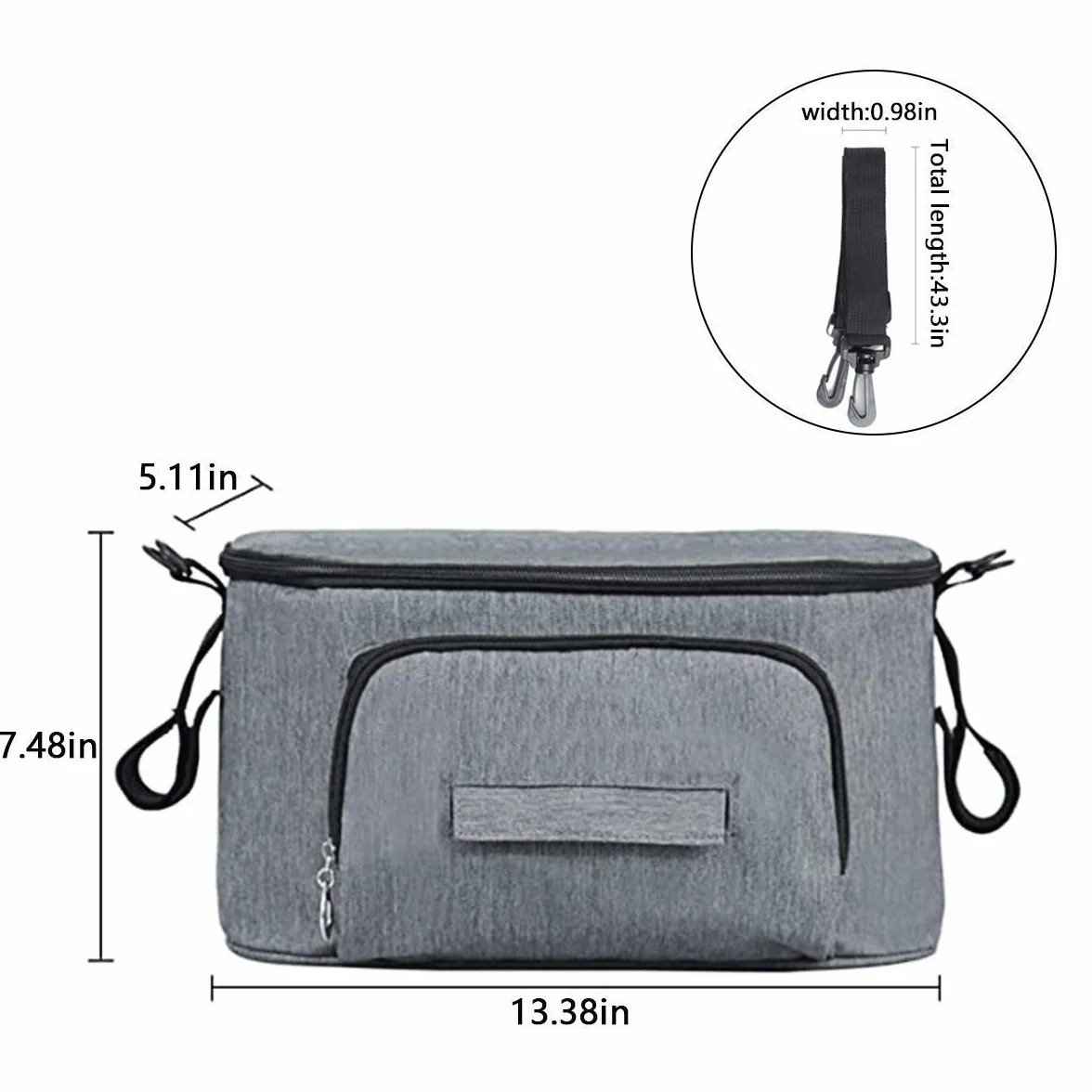 Borsa per Passeggino Universale Portaoggetti, Organizer per passeggino, Neonati Borsa Organizer, Borsa Passeggino Organizer con velcro, impermeabile, per Trasportare Biberon,Pannolini e Giocattoli
