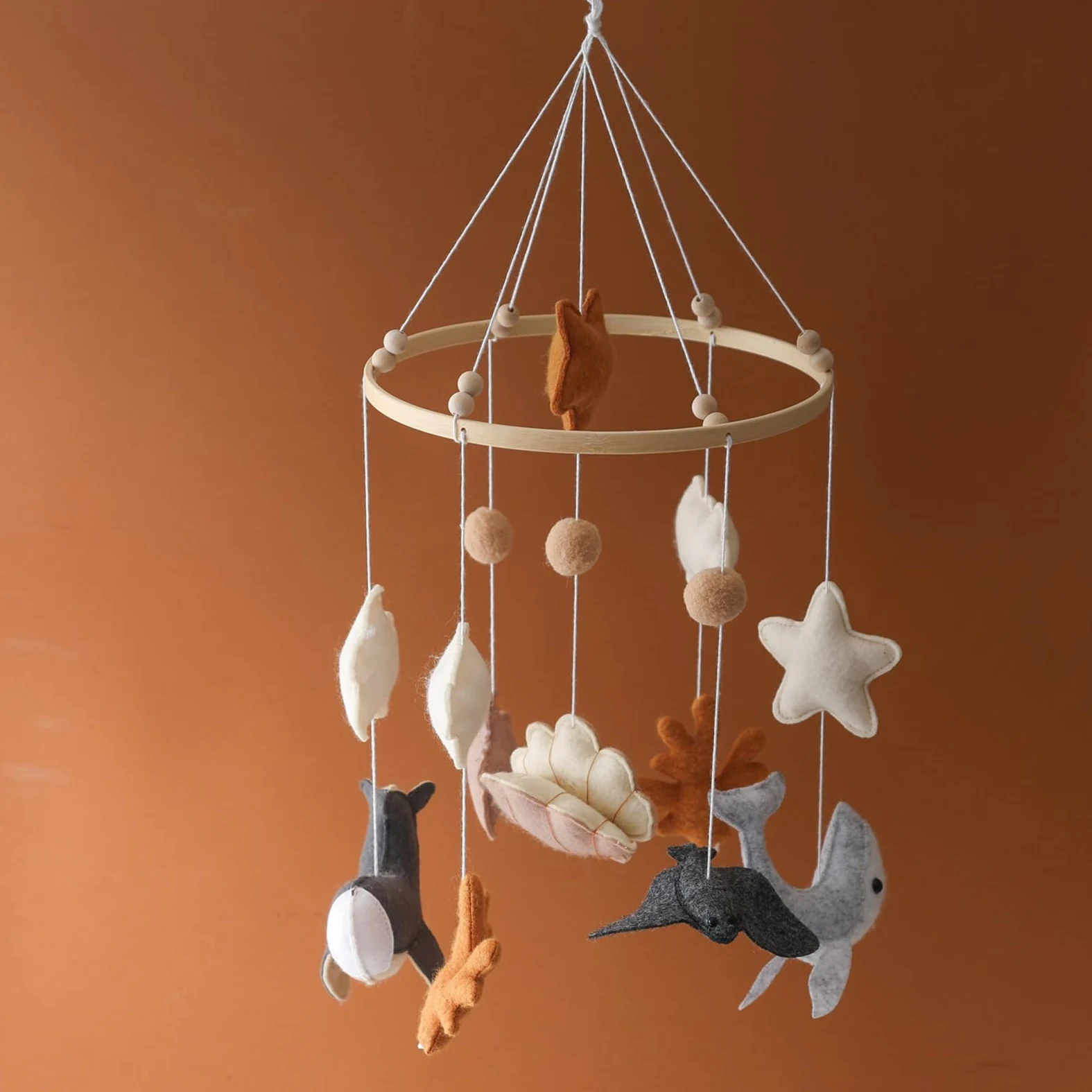 Mobili Per Mobile in Feltro per Bambini | Giocattolo Appendibile Carillon in Feltro con Animali Marini Stile Cartoon Decorazione per Camera Culla Cameretta dei