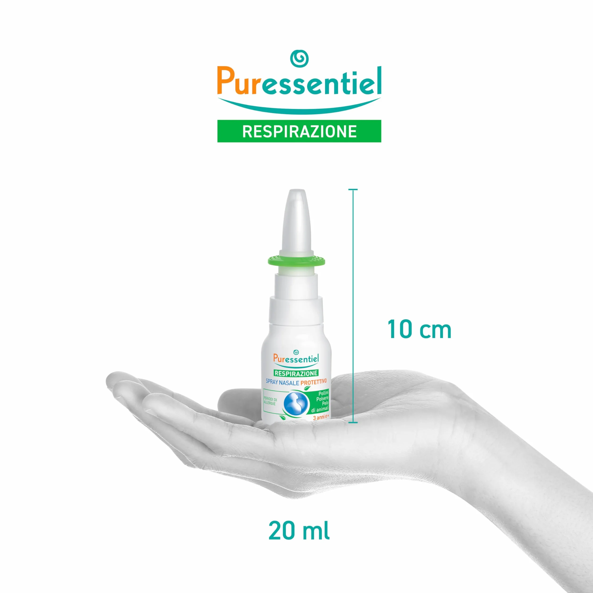 Puressentiel - Spray nasale protettivo - Dispositivo medico - Protezione allergie: pollini, polvere, pelo di animale - Formula di origine naturale - Olio essenziale di eucalipto radiata - 20ml