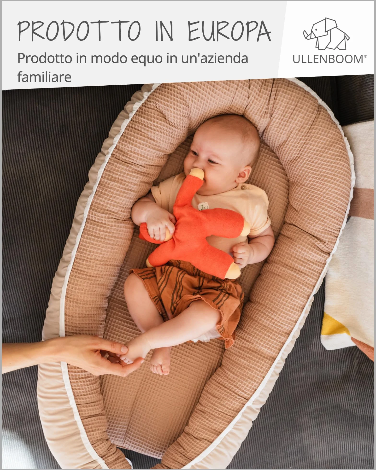 ULLENBOOM Riduttore Lettino Neonato Blu - Riduttore Culla 55x95 cm - 100% OEKO-TEX e Made in EU, Adatto come Baby Cocoon e Lettino da viaggio