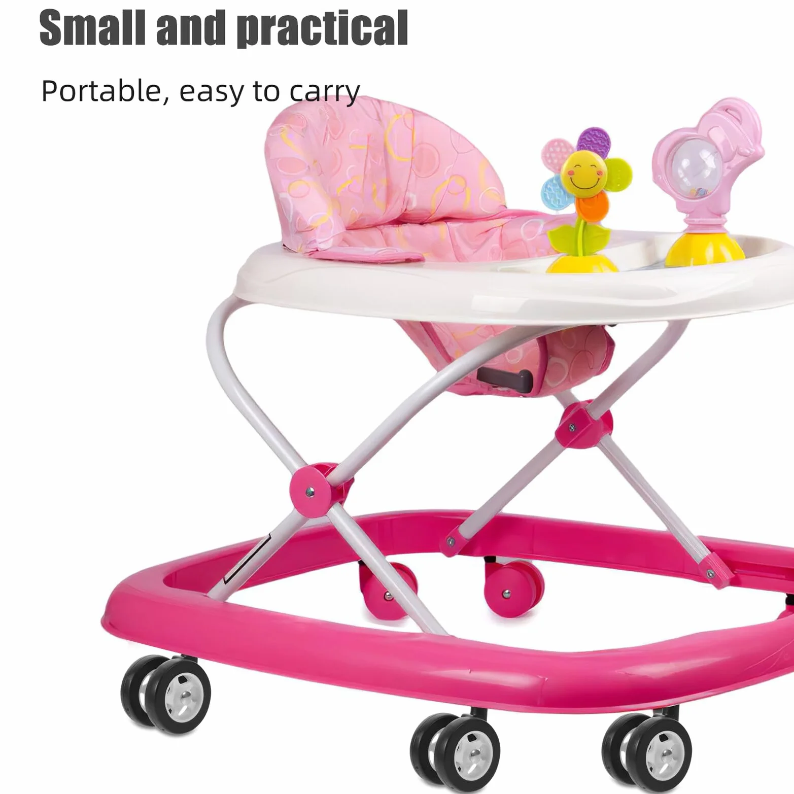 BESPORTBLE Ruote di Ricambio per Passeggino e Girello per Bambini, 4 Pezzi Nere Leggere e Resistenti All'usura, per Uso Interno ed Esterno