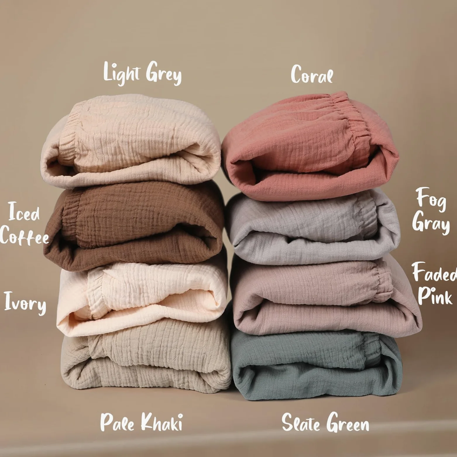 COSMOPLUS - Lenzuola in mussola per culla, unisex, neutre, confezione da 2 pezzi, lenzuolo con angoli per culla standard e materasso per lettino per bambini, cotone biologico, verde ardesia e grigio