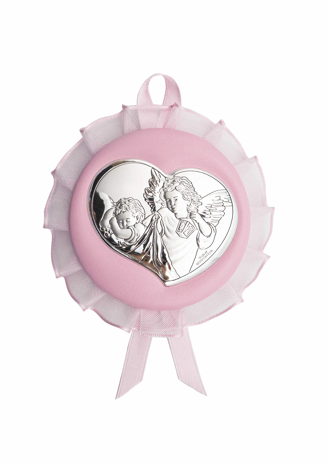 VALENTI & CO. Medaglione Musicale Capoculla Con Angeli In Argento Perfetto Come Idea Regalo Nascita O Regalo Battesimo Da Appendere Alla Culla, Al Passeggino O In Cameretta Del Neonato, Rosa, One size