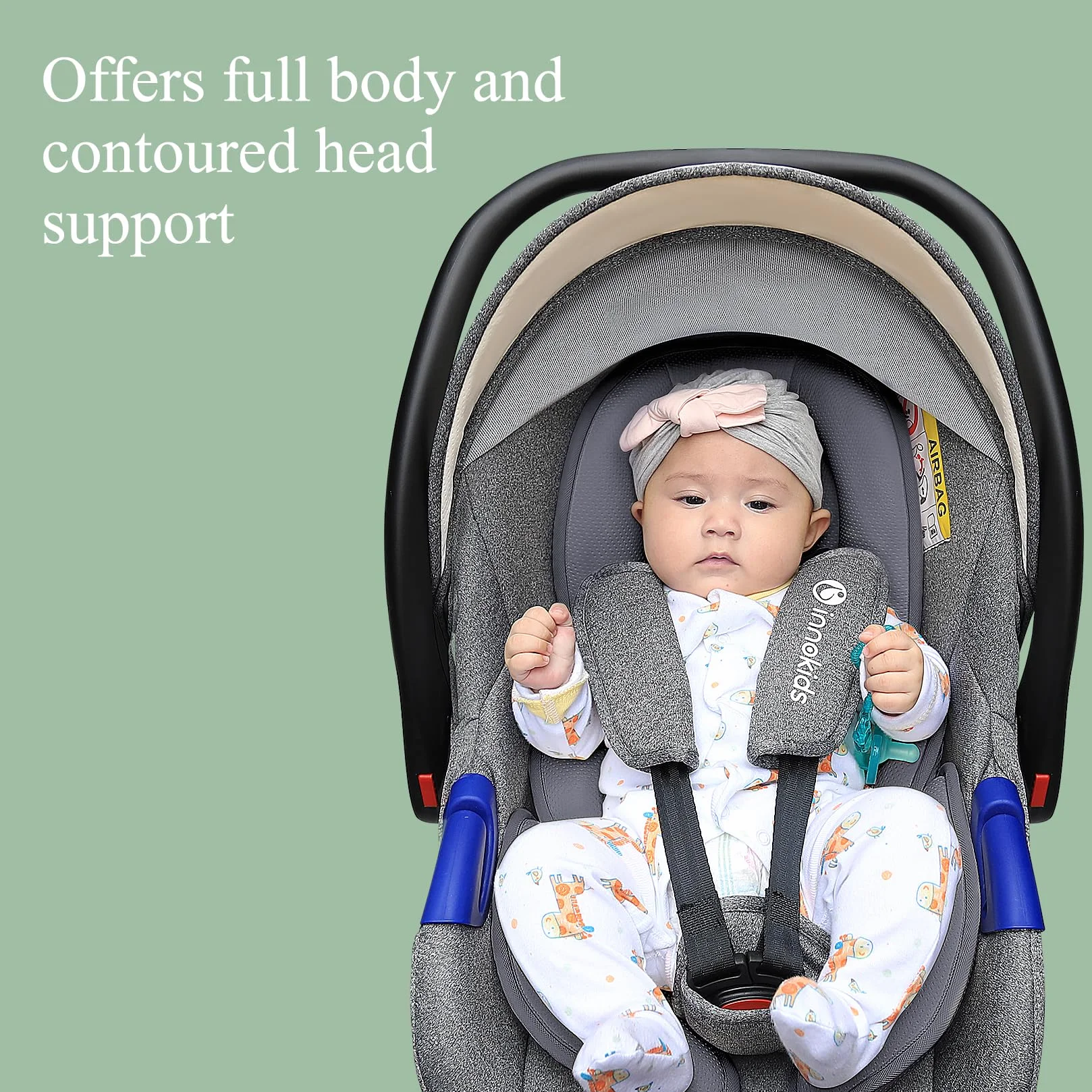 Innokids Inserto per seggiolino auto per neonati, cuscino di supporto per la testa del neonato e cuscino di supporto per il corpo per neonati, macchinine e passeggini (Grigio)