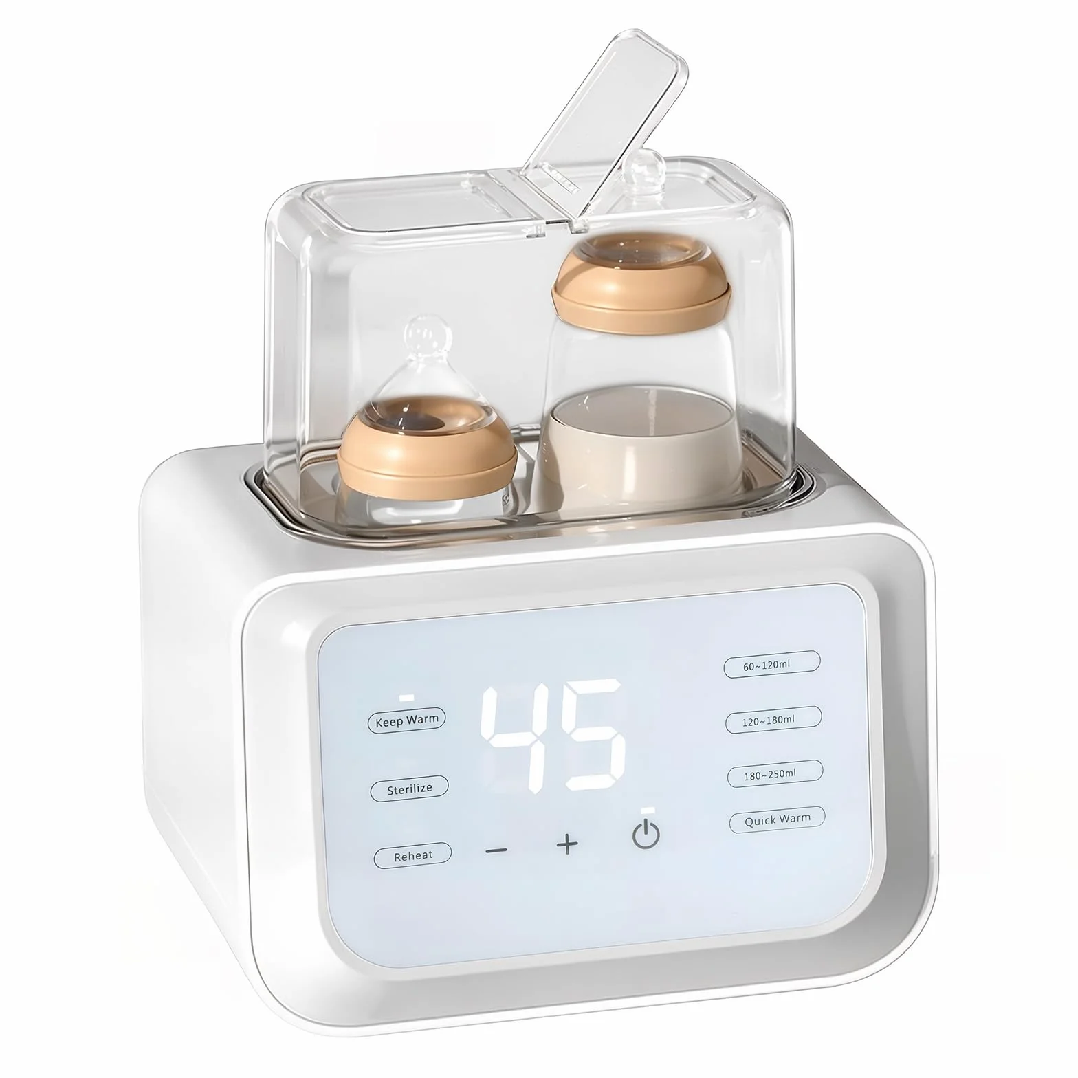 Scaldabiberon e Sterilizzatore Multifunzione 8-in-1, Biberon sterilizzatore Senza BPA, Riscaldamento Rapido, Scongelare, Scalda per Latte Materno, Scaldabaschette per Bambini con Display LCD
