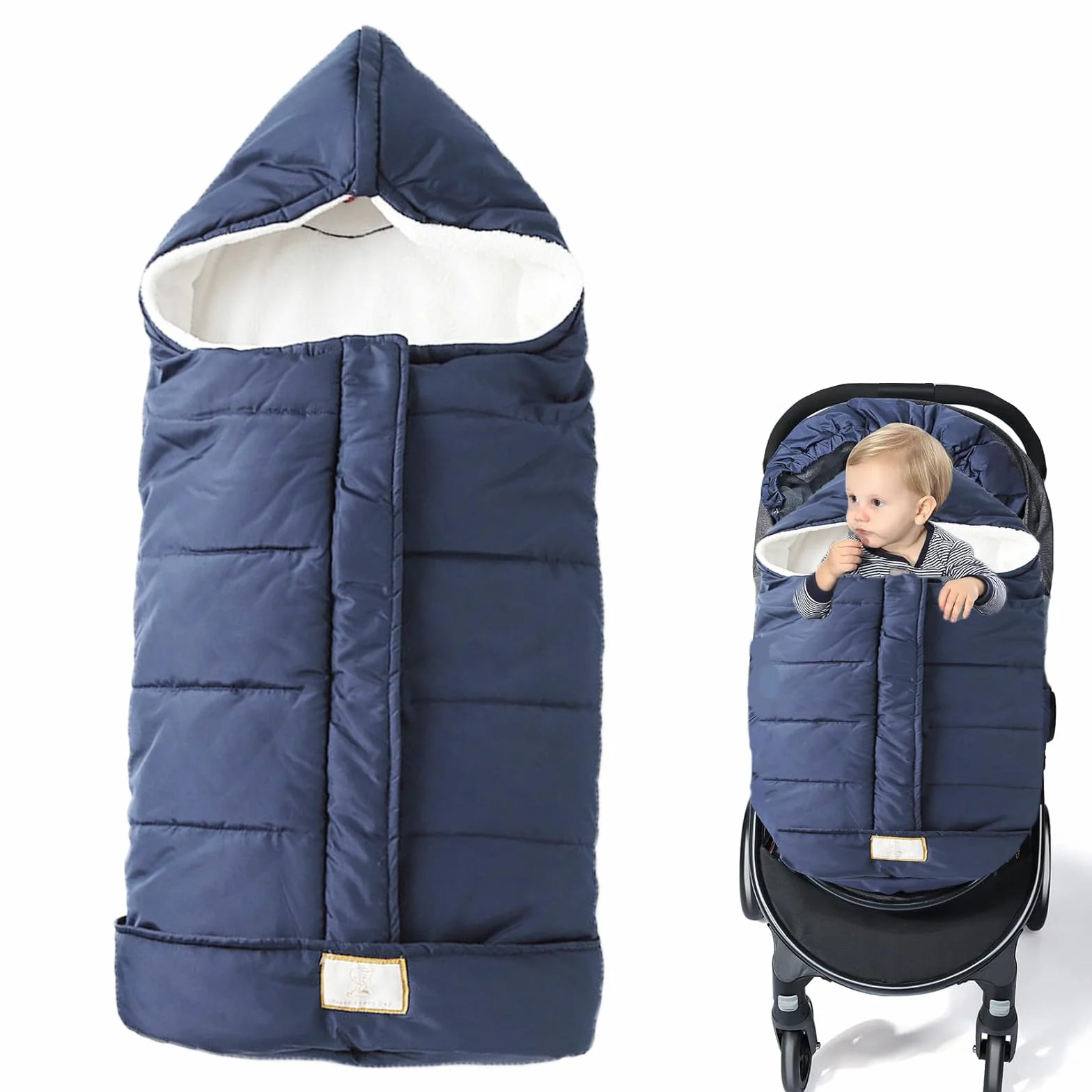 Qooloo Sacco Termico Passeggino Universale, Coprigambe Passeggino, Sacco Termico Passeggino Invernale, Cappuccio, Impermeabile, lavabile