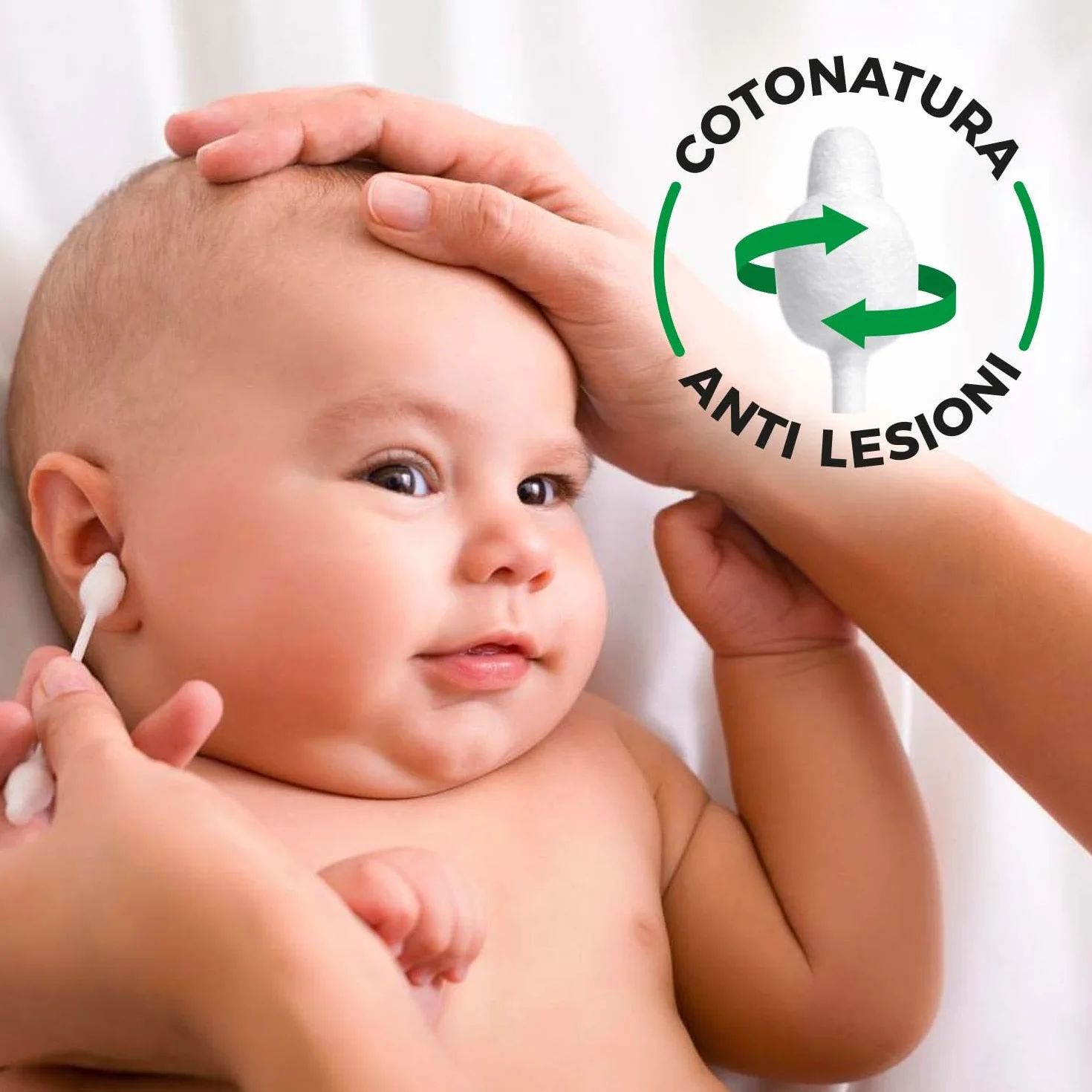 COTTON SOUND ECO Bastoncini Cotonati Baby 1 Busta x 60 Pezzi, Bastoncini Cotonati per Bambini, Bastoncini Cotonati Ecologici e Biodegradabili, 100% Cotone Idrofilo, Busta Compostabile, Made in Italy