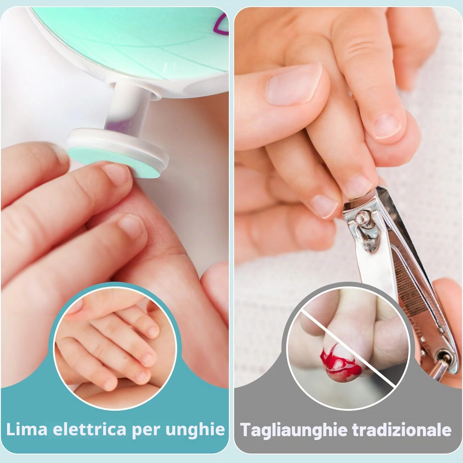 Blendura Lima Unghie Neonato Elettrica, Lima per Unghie Elettrica 6 in 1 per Bambini di Tutte le Età