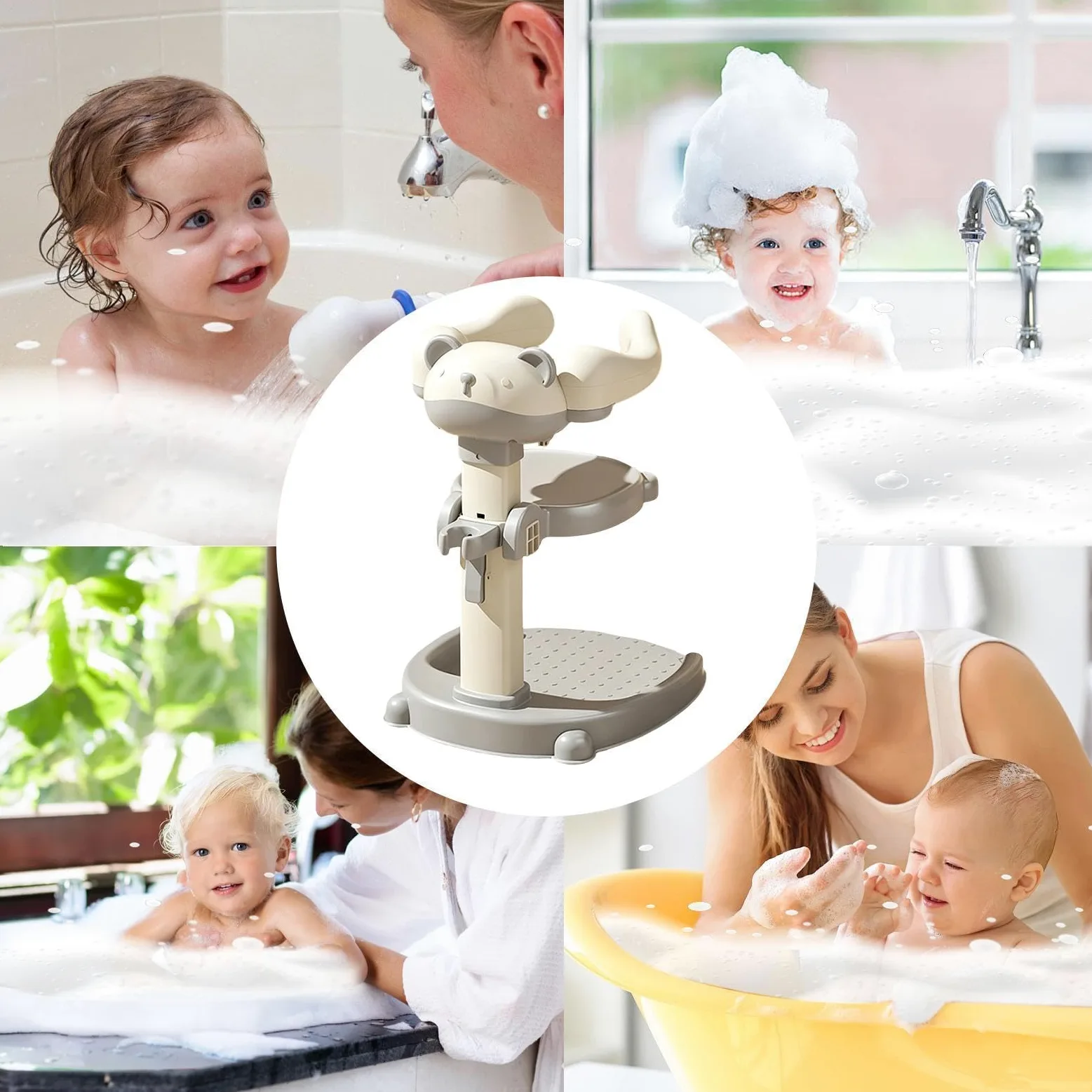 Supporto da Bagno per Bambini Antiscivolo 2 in 1 Con Sedile Rimovibile | Supporto da Bagno per Vasca Doccia Hotel Appartamento Dormitorio Cambio Pannolini e Vestizione