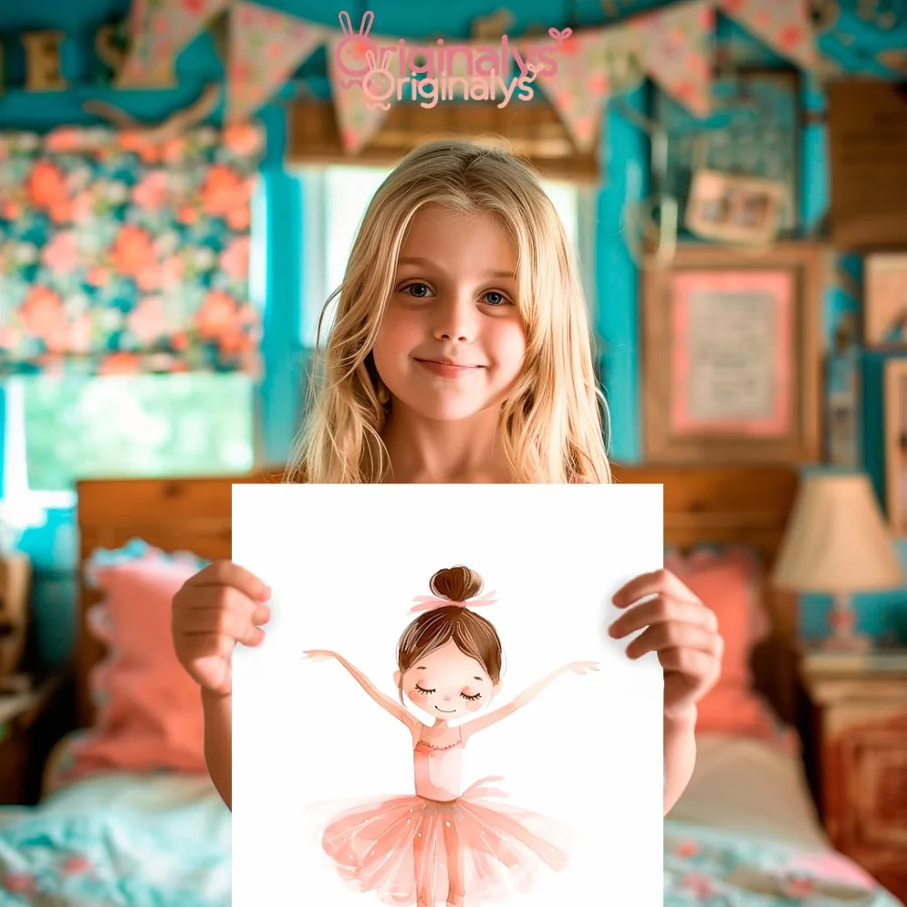 Originalys Ballerine, 3 posters in formato A4, per cameretta dei bambina, poster di ballerine dai toni rosa, poster decorativi per bambina. in formato DIN A4 (cornice non inclusa)