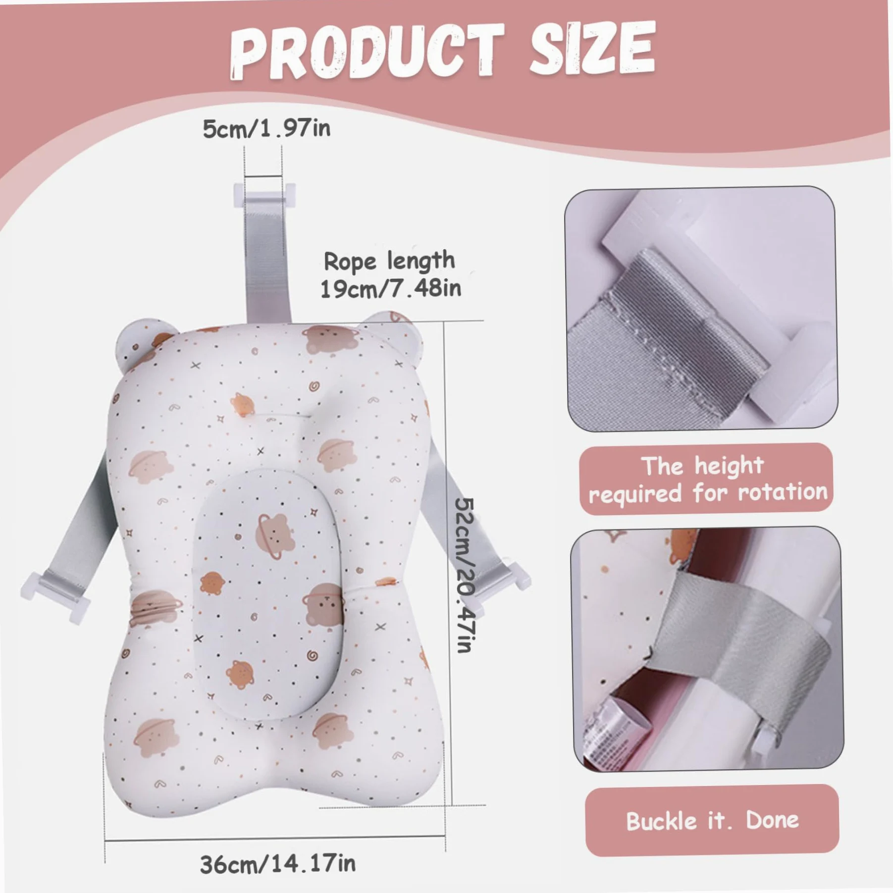 Supporto per bagnetto per bambini Morbido e confortevole Cuscino per vasca da bagno per bambini Antiscivolo Regolabile Vasca da bagno per neonati Cuscino facile da pulire per neonati Forniture per i