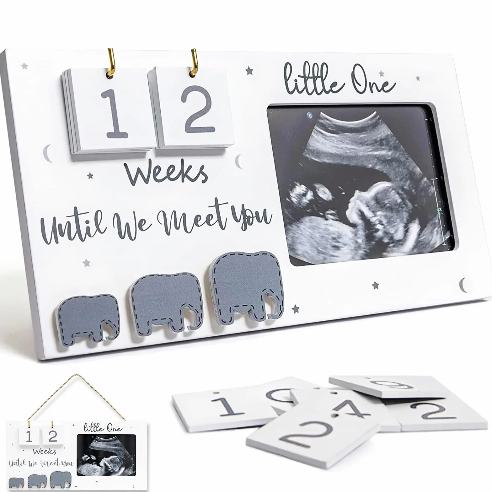 PANYI Cornice per Ecografia Gravidanza Frame di Foto in Legno Regalo Donna in Gravidanza Cornice per Neonato Con Conto Alla Rovescia Delle Settimane Del Bambino Regali per Mamme in Attesa