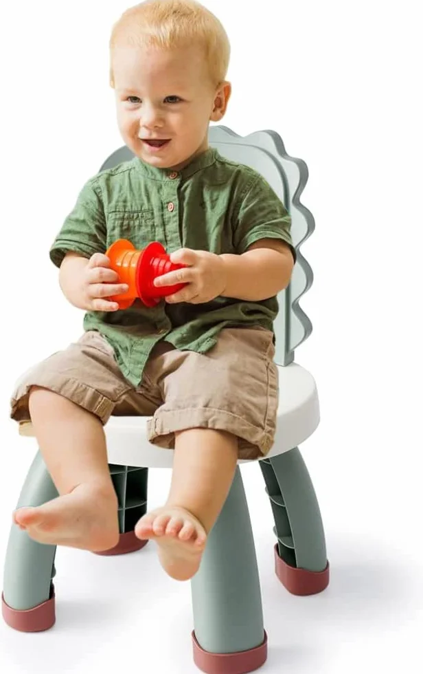 Balama Sedia per bambini, Seggiola Bambini, Seggiolina Bambini, in plastica, dinosauro, verde, altezza seduta 25,3 cm, per interni ed esterni, senza BPA, durevole e leggera