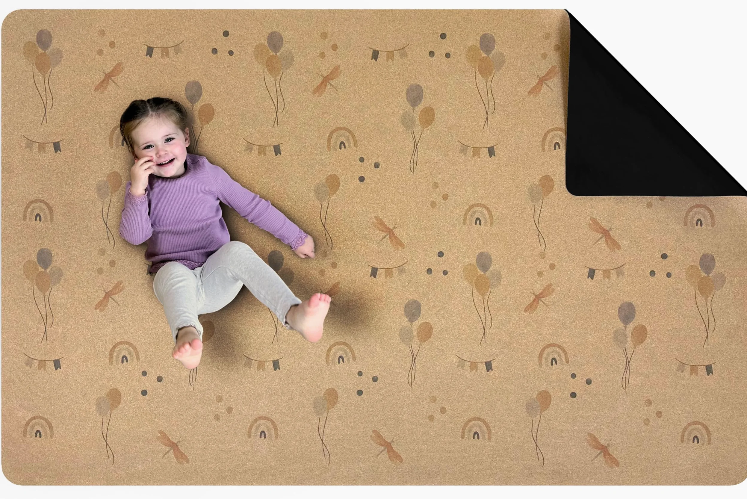 LITTLE LEMON Tappetino da gioco per bambini, in sughero e gomma naturale, 180 x 115 cm, privo di BPA e sostanze nocive, antiscivolo