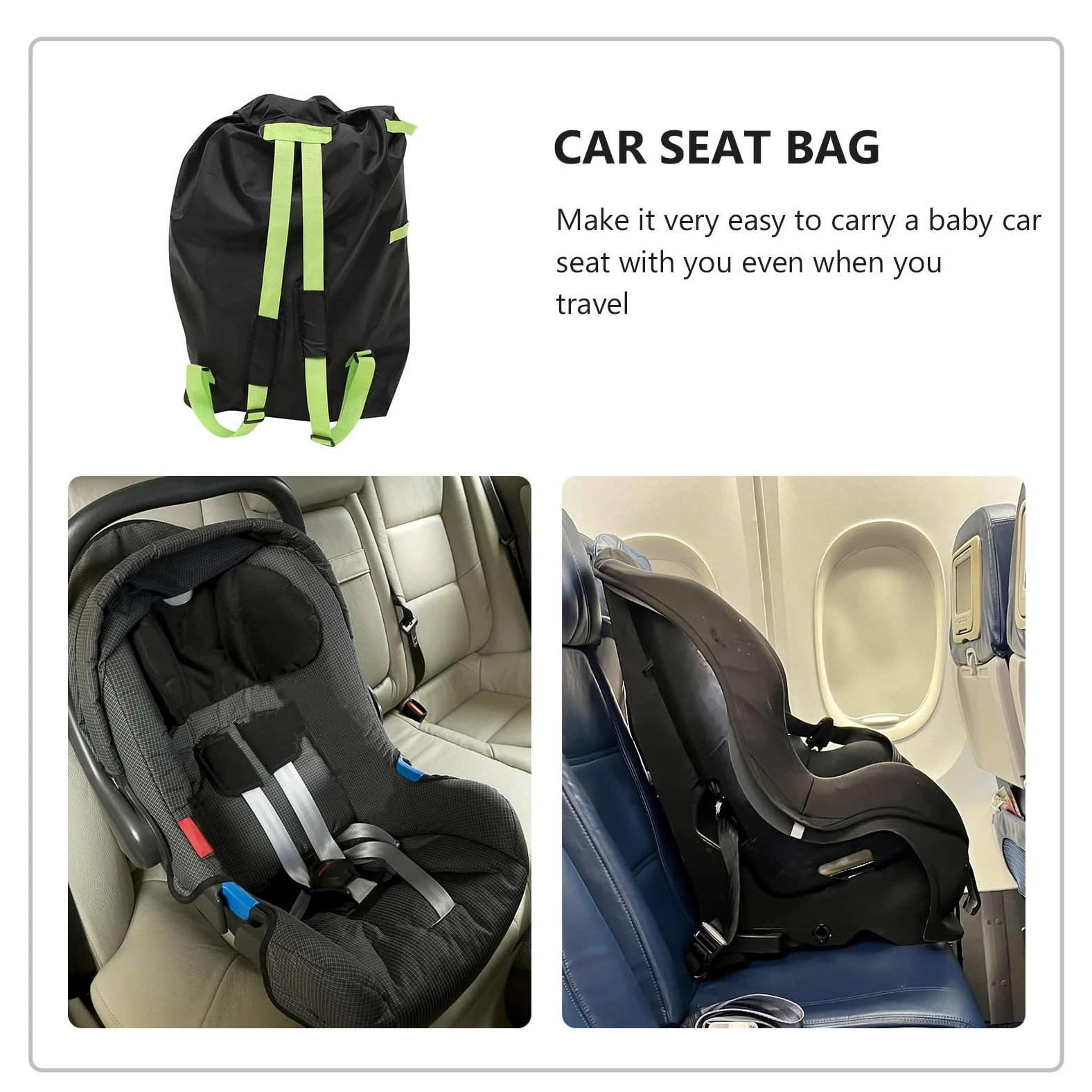 Borsa Porta Passeggino Nero in Oxford per Viaggio e Gate Check | Zaino con Doppie Tracolle, Facile da Pulire, per Imbarco Aereo e Trasporto del Passeggino