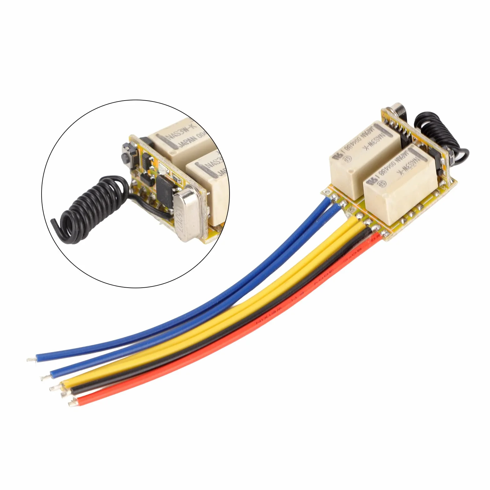 Interruttore Telecomando a Relè DC3.7-2V, Interruttore Wireless Universale a 433Mhz a 2CH, con Pulsante di Apprendimento per Il Sistema di Moduli a Scatto