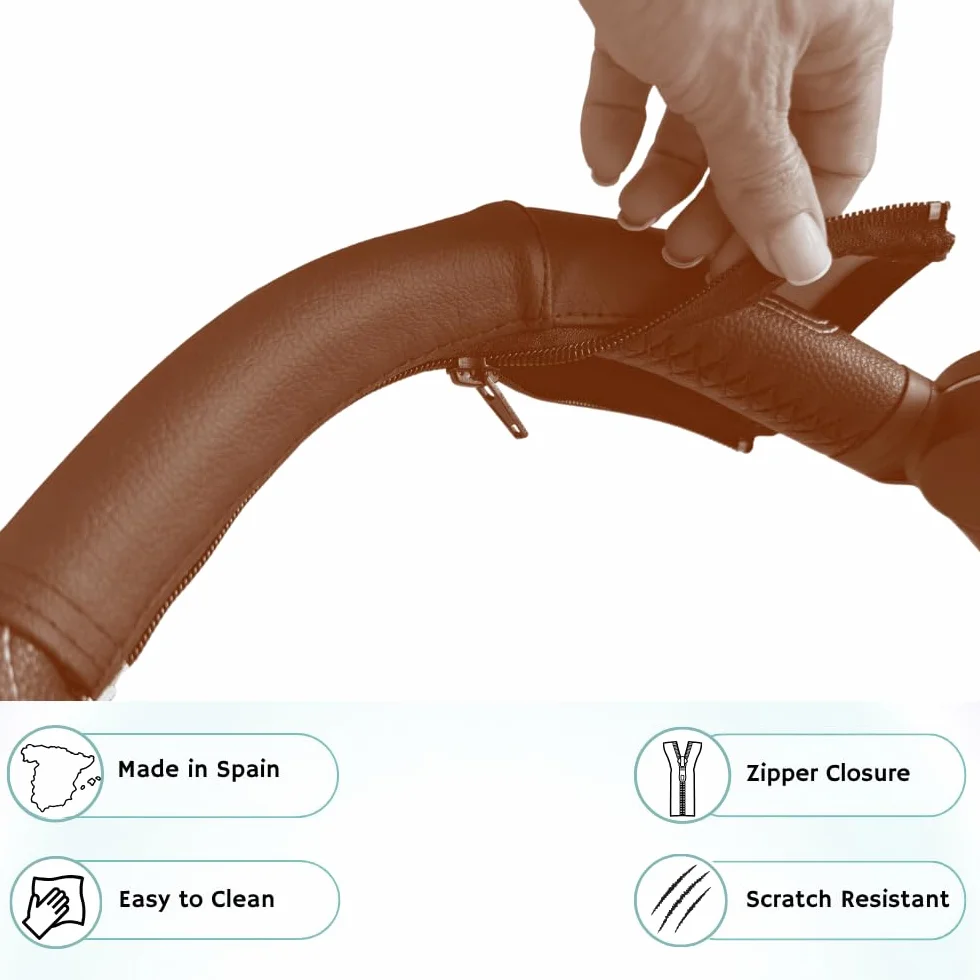 PROTEC TIF | Fodere in ecopelle compatibile con il manubrio di Cybex Mios, marrone scuro