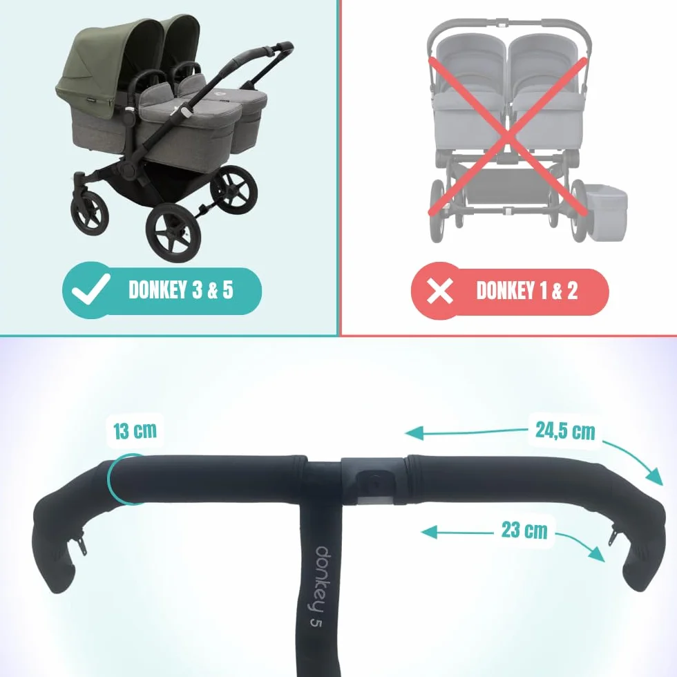 PROTEC TIF | Coperture per manubrio in similpelle compatibili con Bugaboo Donkey 3 e 5 (si adatta alle coperture originali)