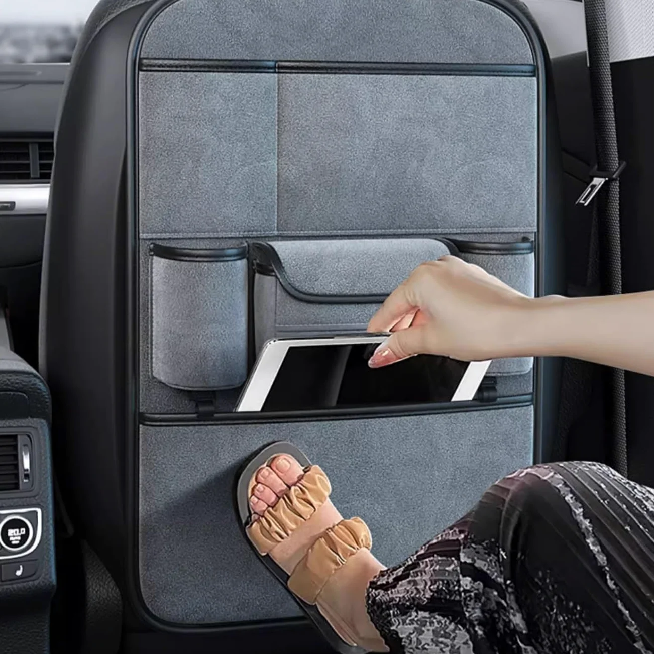 Organizzatore per Sedili Auto per VW Caddy Maxi, Organizer Bambino per Sedile AUT, lipermeabile Sedile Auto Organizzatori,Molto Spazio di archiviazione(Black,One)