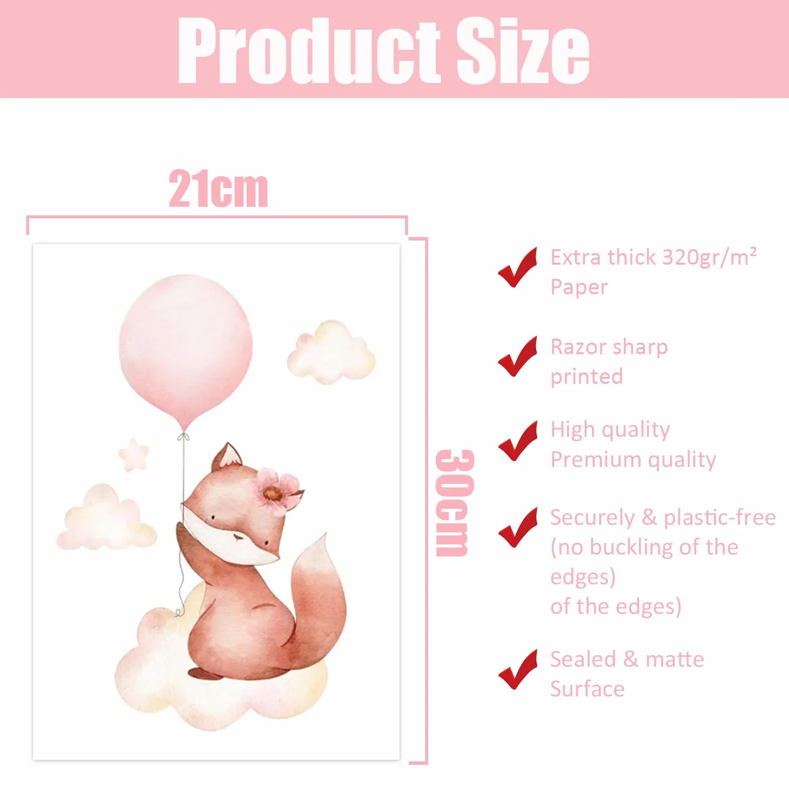 GZYYANG Set di 3 poster per cameretta dei bambini, formato A4, decorazione per la cameretta dei bambini, con animali, per la cameretta dei bambini, senza cornice