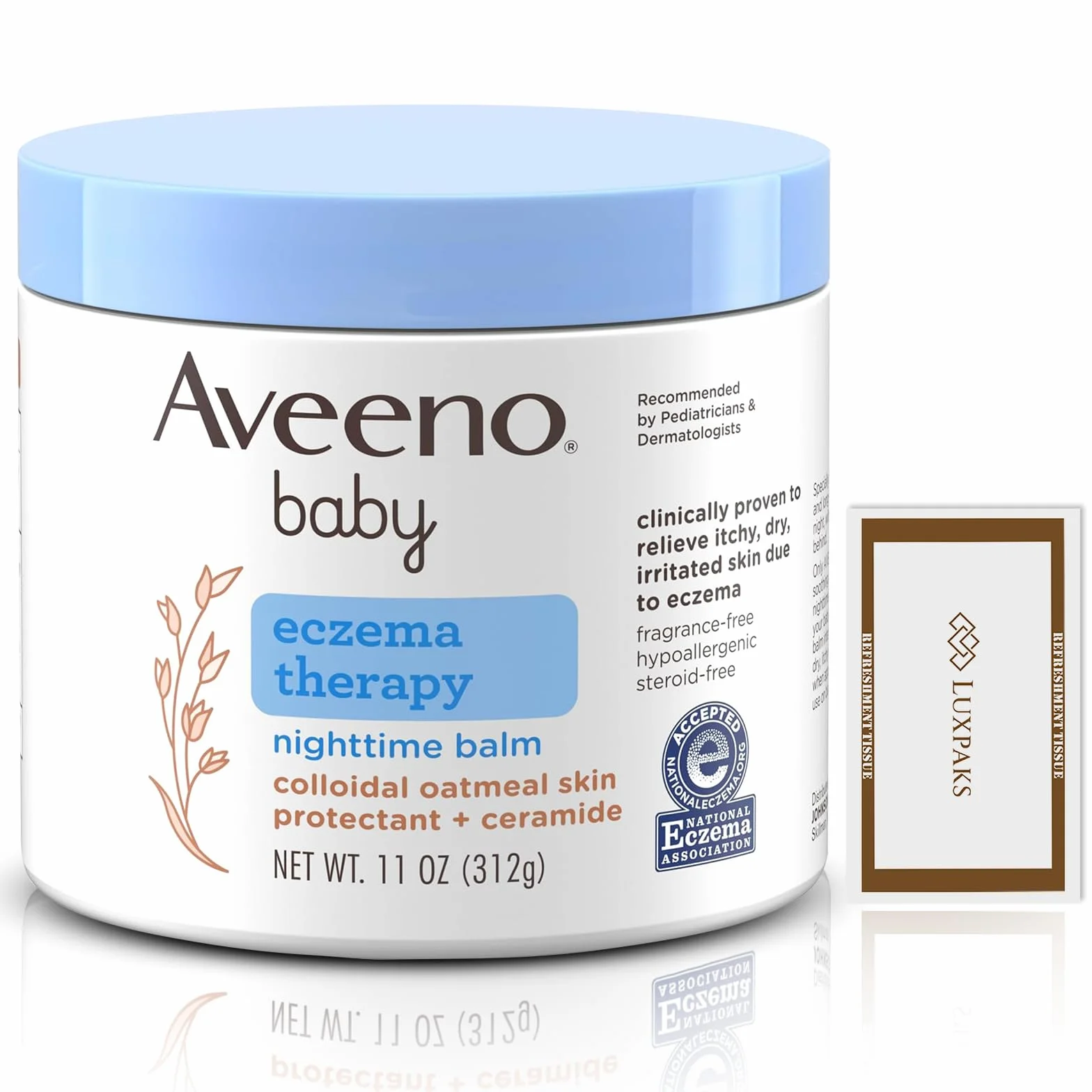 Set per la cura del bambino: contiene un balsamo per il corpo Aveno Baby Night time con salvietta detergente morbida LUXPAKS, 325 ml