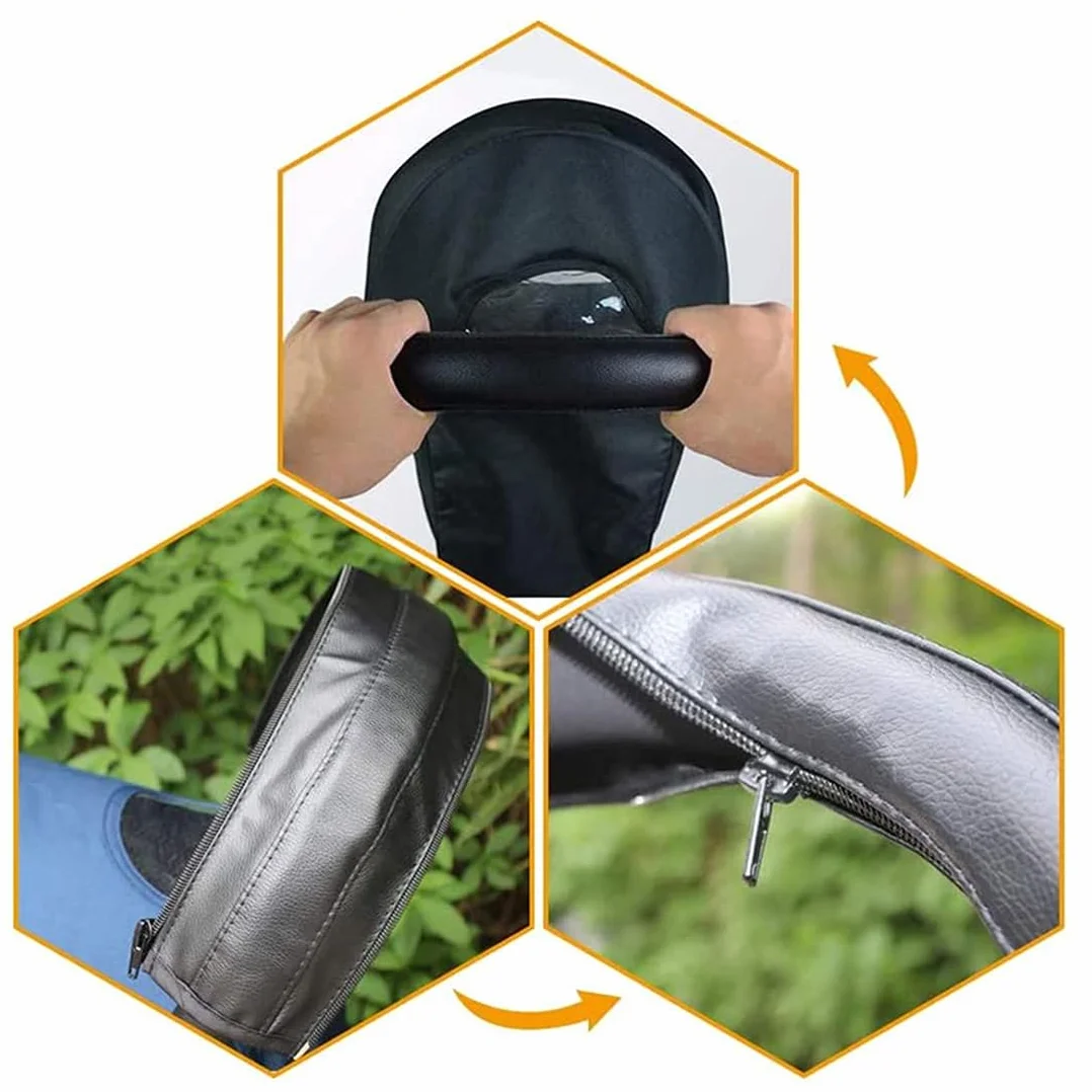 Rivestimento per Passeggino in Pelle PU, Copri Maniglia per Passeggino con Cerniera Rimovibile, Impugnatura Antipolvere Copertura, Impermeabile, per Passeggini, Nero