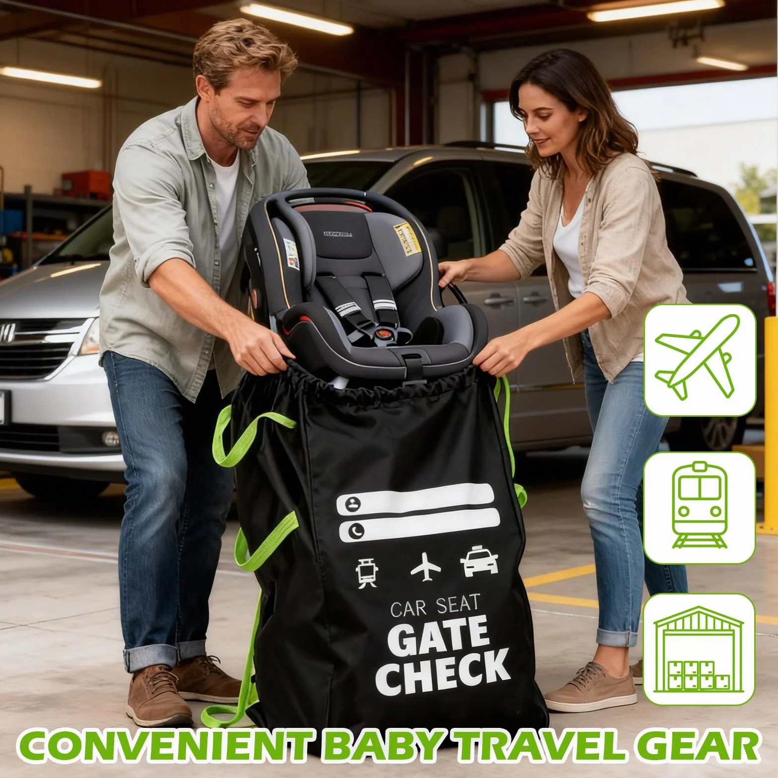 Borsa da Viaggio e Trasporto per Passeggino, Sacca per Carrozzina con Zaino a Tracolla per Controllo Gate dell'Aeroporto, Viaggi in Aereo per Neonati