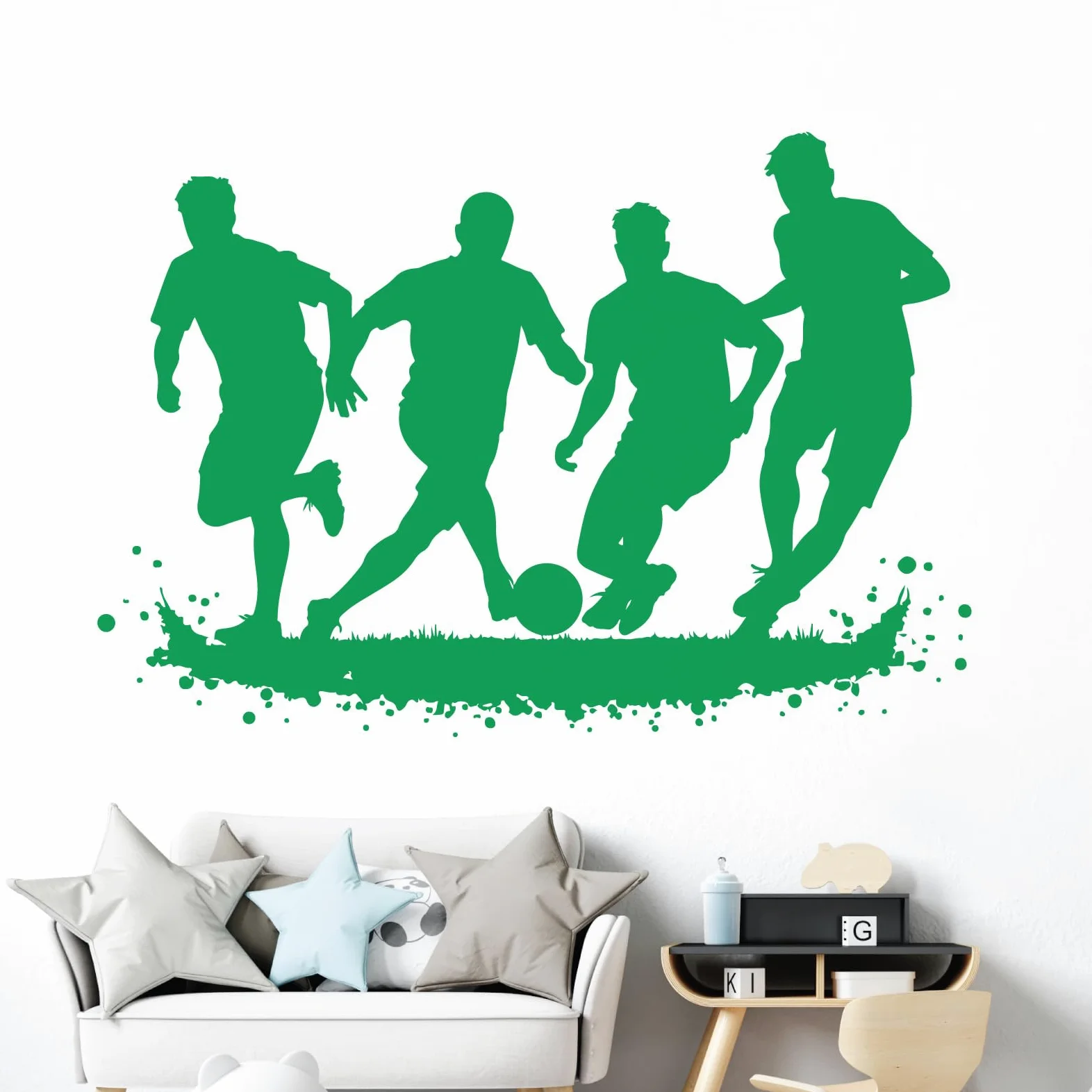 calciatori Wall Art Vinyl Sticker – cameretta dei Bambini, Targa in Vinile, Poppy, Extra Large (1460x550mm)