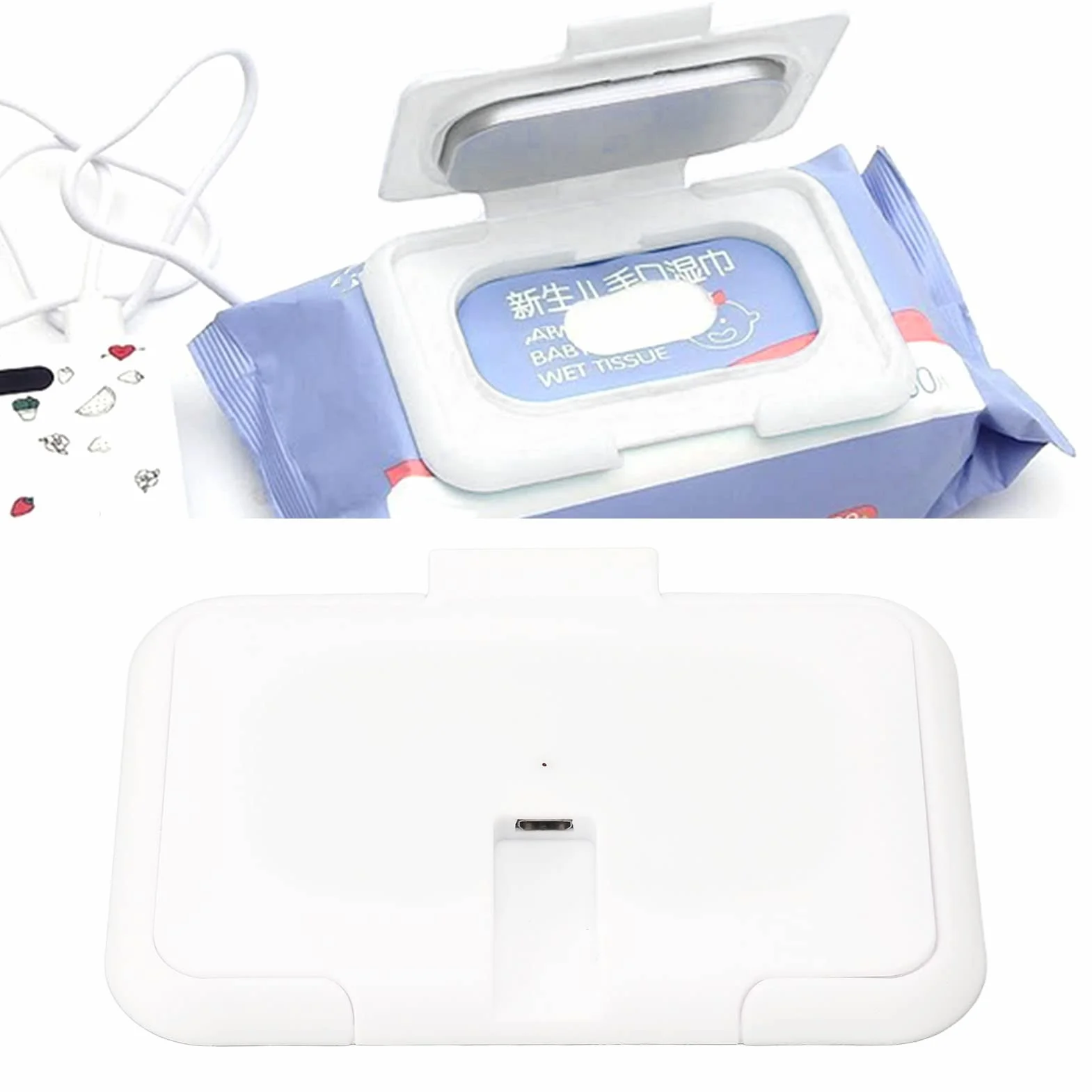 Scalda Salviette Umidificate per Neonati, Scaldasalviette per Pannolini Portatile per Scaldasalviette Viaggio per Auto a Casa, Bianco