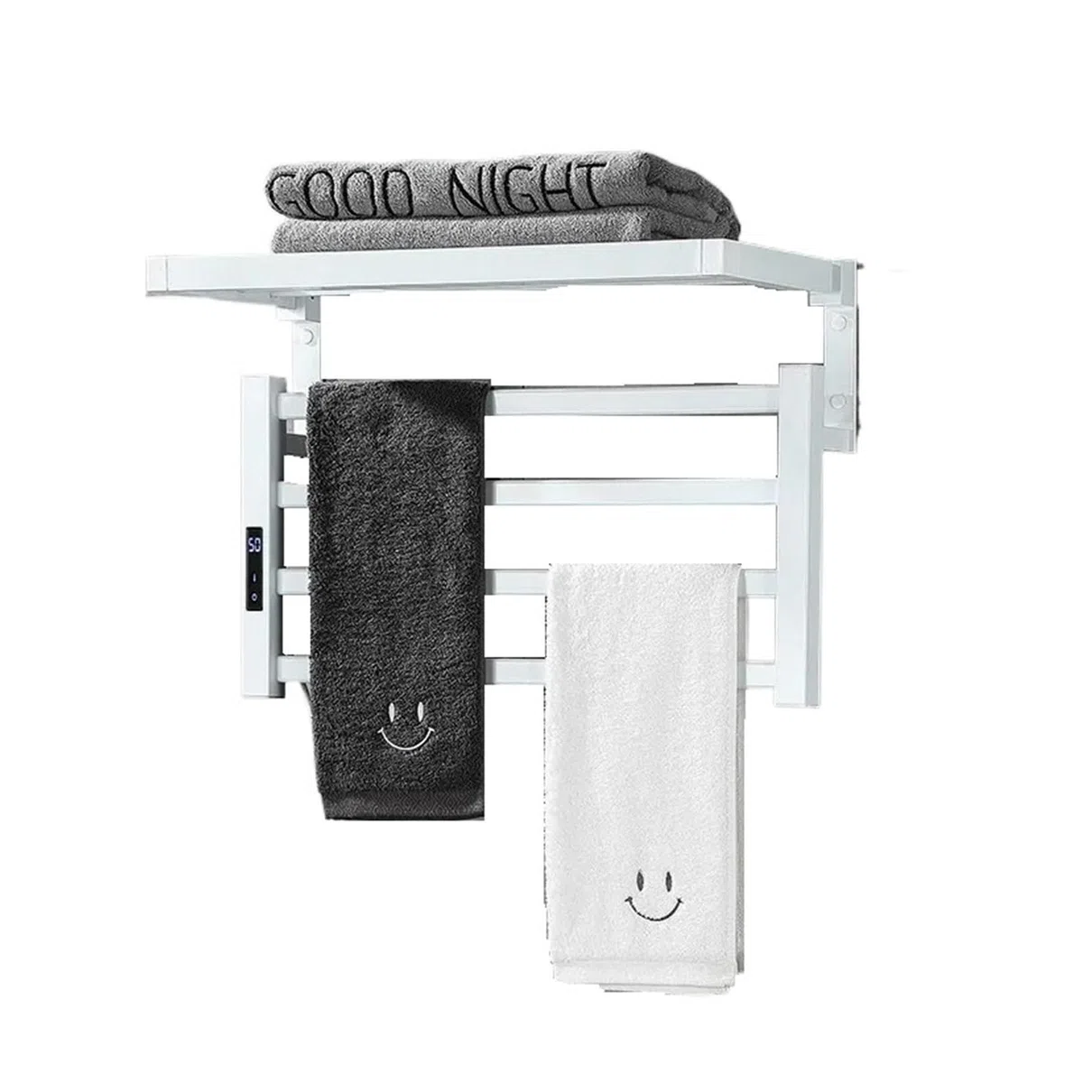 Scaldasalviette Elettrico for Bagno, Scaldasalviette Riscaldante, Portasciugamani Riscaldato, for Accessori da Bagno Sicuro Efficace(Right,White SOM0402)