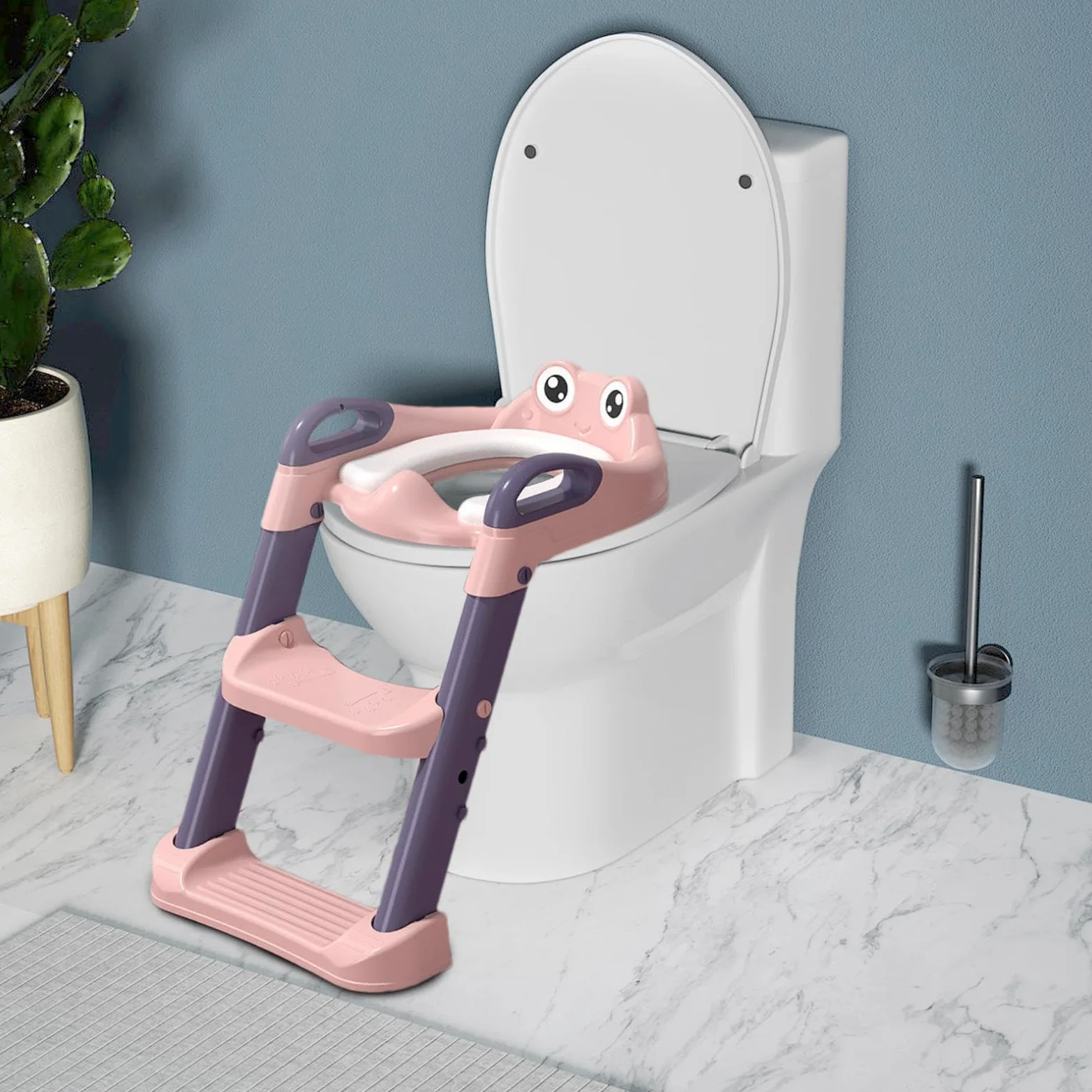 Scaletta per vasino, sedile WC per bambini con gradini Sedile per vasino | Scale per vasino Gradini antiscivolo, maniglie impermeabili sopra le scale del WC, p