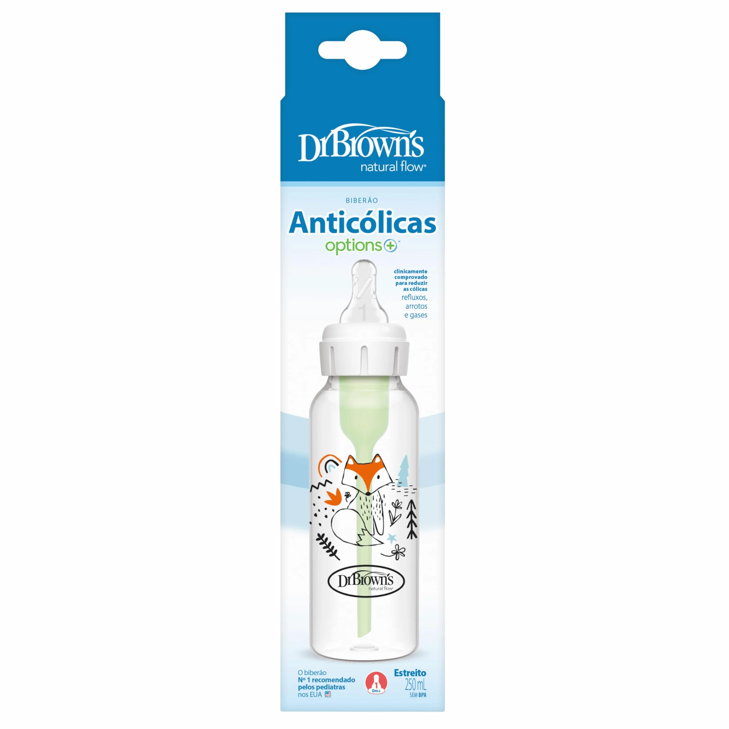Dr. Brown 's Options – Biberon Standard, 250 ml, colore: blu