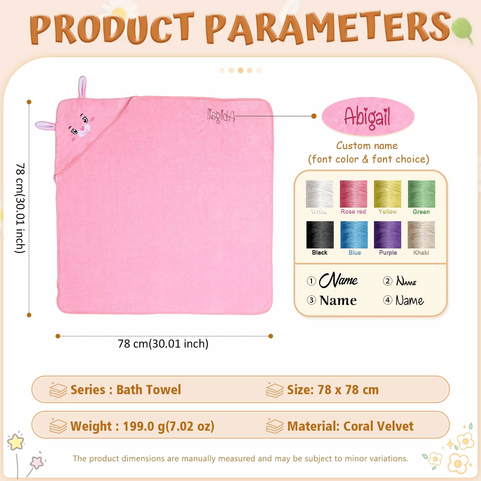 Accappatoio Neonato Personalizzato con Nome Asciugamano Neonato Bagnetto con Cappuccio Morbido e Confortevole per Bambina Regalo Neonata Femmina, Nascita Bimba (Rosa)