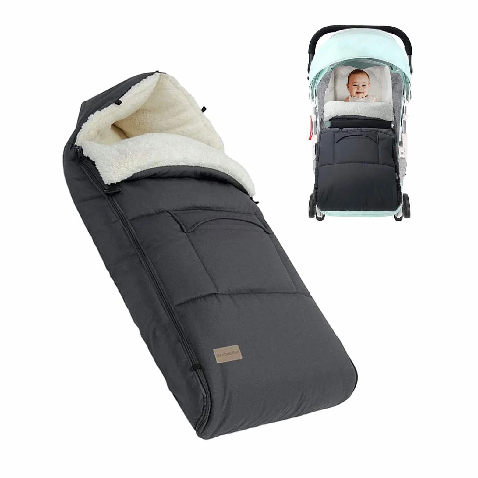 Sacco Termico Passeggino Universale, Invernale Coprigambe Passeggino Universale con Fodera in Caldo Pile e Cerniera Regolabile, Staccabile e Antiscivolo, Coprigambe per Passeggino,Culla, Carrozzina