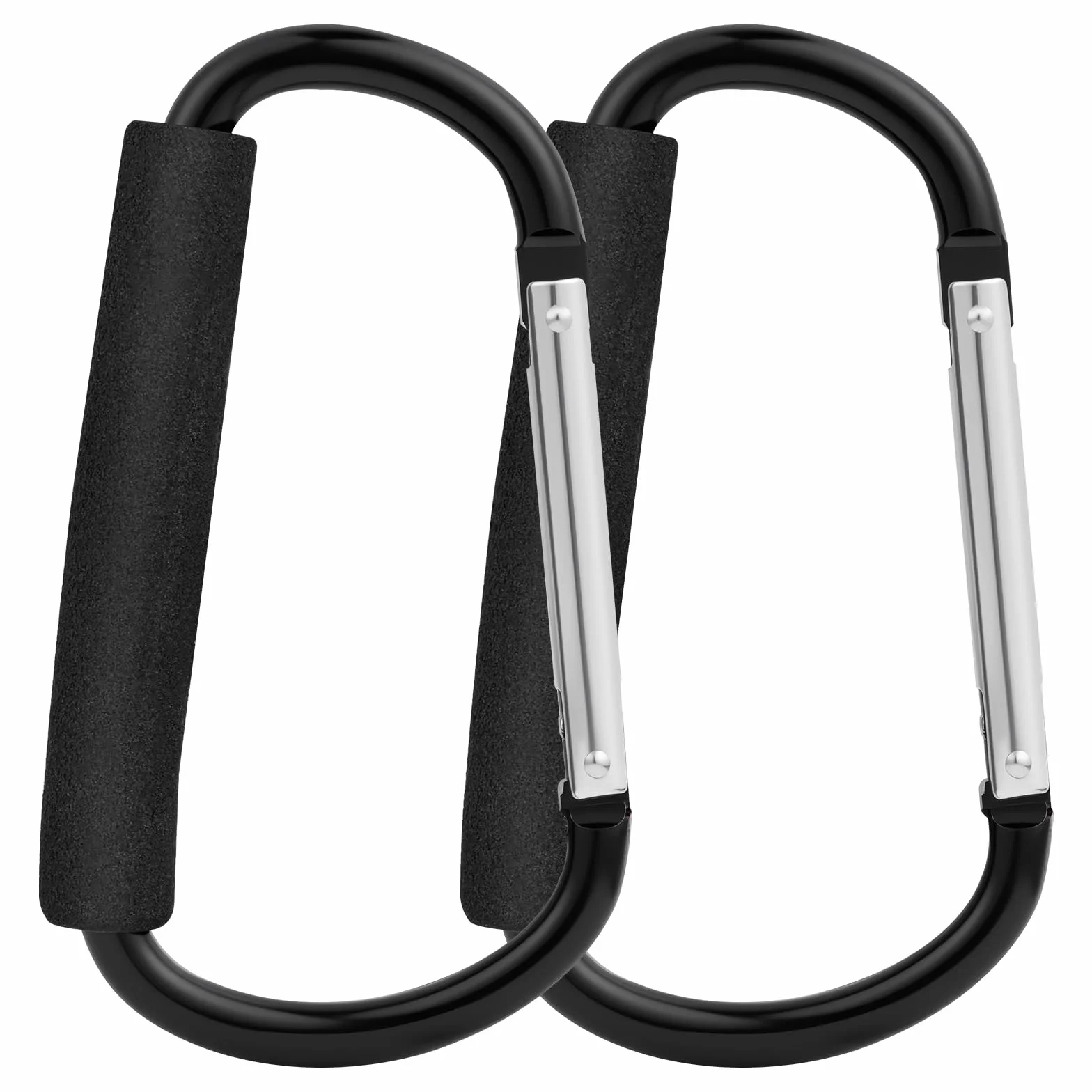URAQT 2 Pezzi Ganci Passeggino, grandi clip a moschettone per carrozzina, Gancio Universale Passeggino, Moschettone per Passegginos, Moschettone a Gancio Multiuso per borse della spesa, borse, Nero