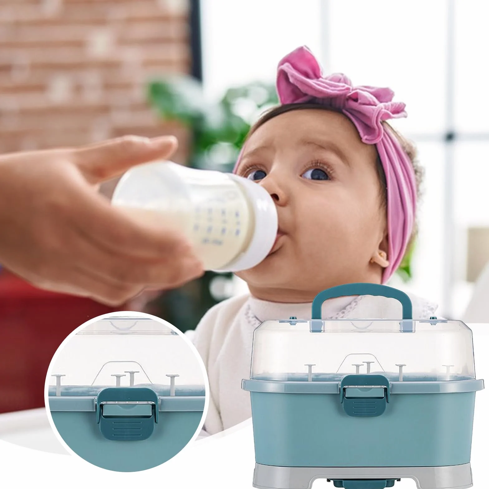 Porta Del Biberon, Scatola Di Stoccaggio Delle Bottiglie Per Bambini Con Coperture Rimovibili, Organizzatori A Prova Polvere, Portatile Bottiglie Alimentazione Alimentare Il Bambino