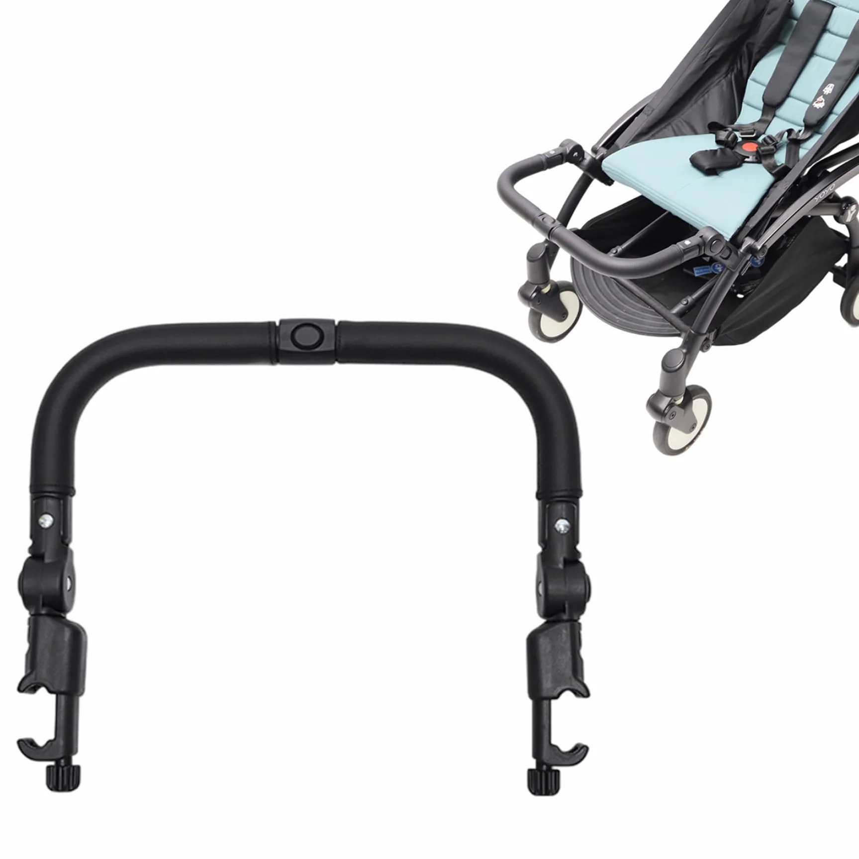 Barra paraurti per passeggino Accessori per maniglia per passeggino multifunzionali regolabili in pelle PU con interruttore a pulsante per accessori di sicurezza per neonati