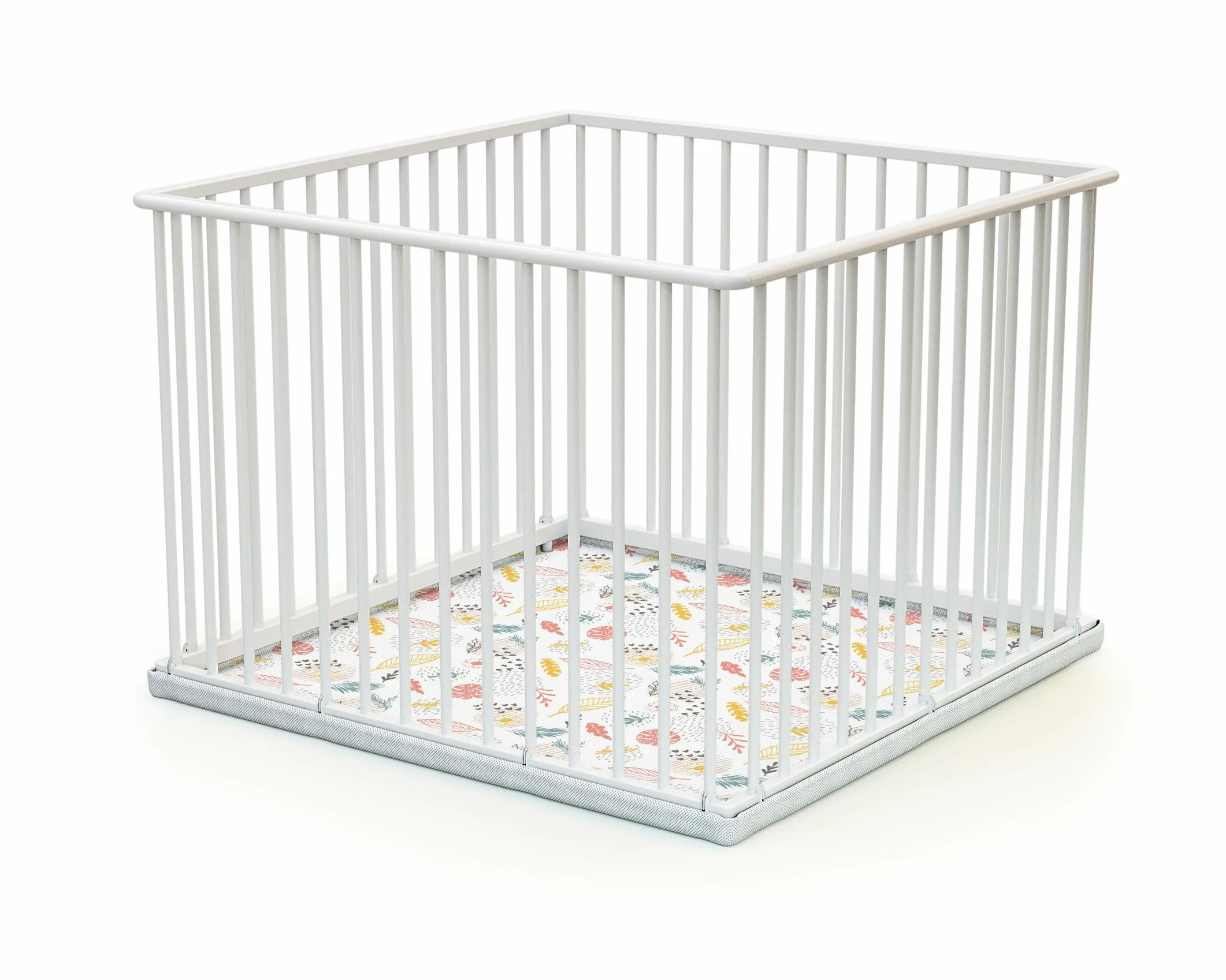 WEBABY - Box bambini legno CUBO - Bianco - 100 x 100 cm
