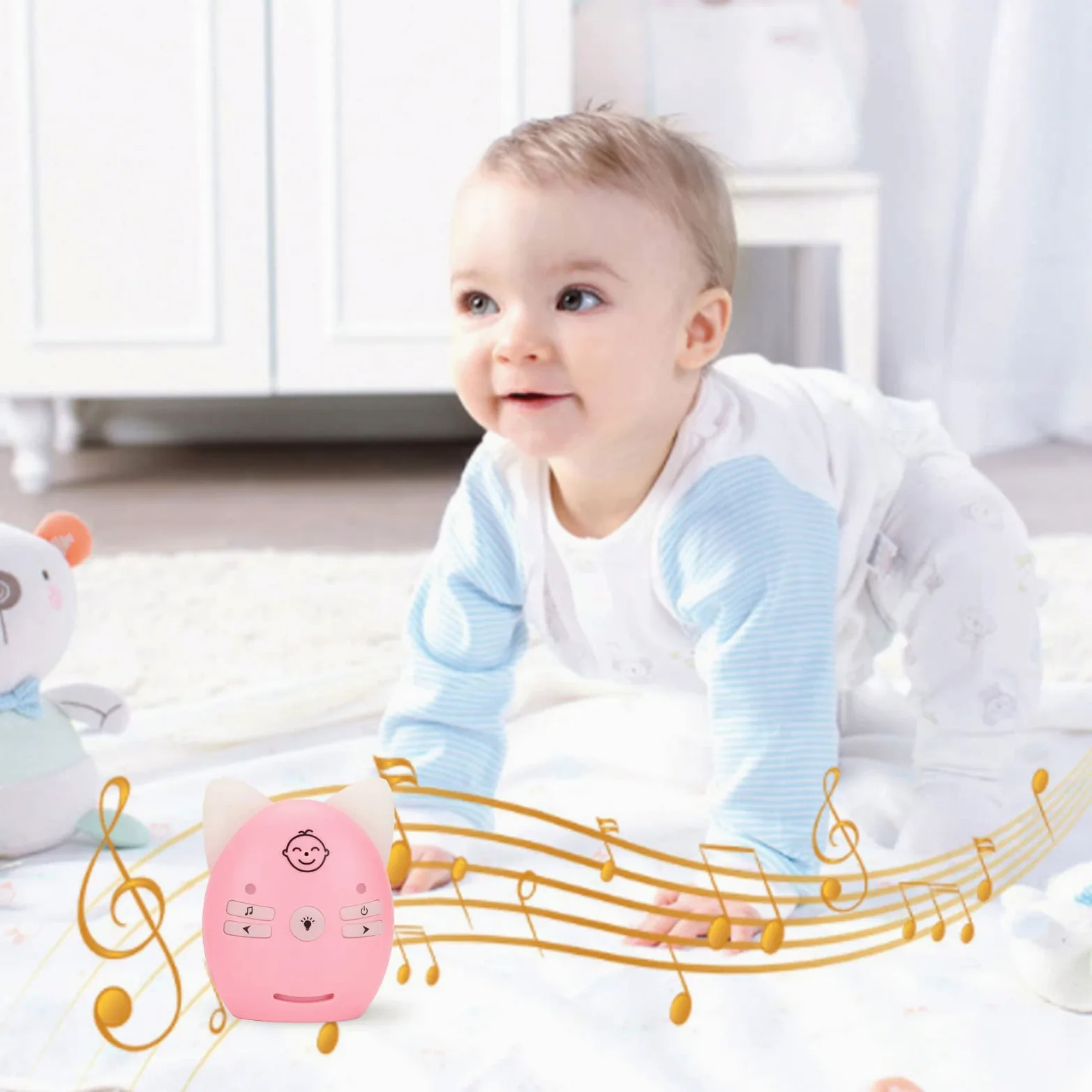 Baby Wireless Two Way Voice, Easy Carry 10dBm Audio Baby Monitor Suono Chiaro per la Casa (Rosa)