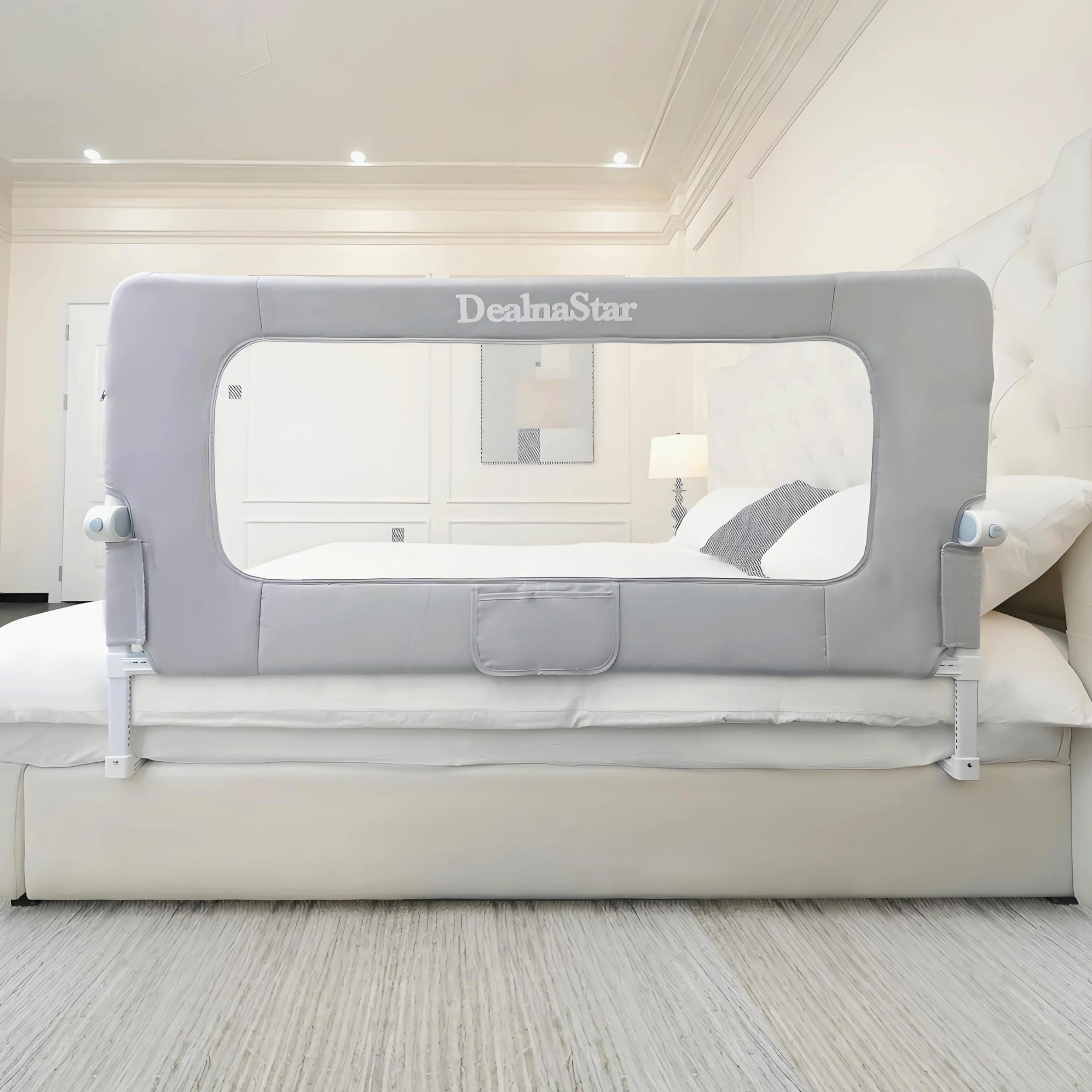 Sponda per letto per bambini, pieghevole, 32in / 85 cm di altezza, regolabile, protezione di sicurezza per bambini, universale, per letti doppi/matrimoniali/king/queen size.