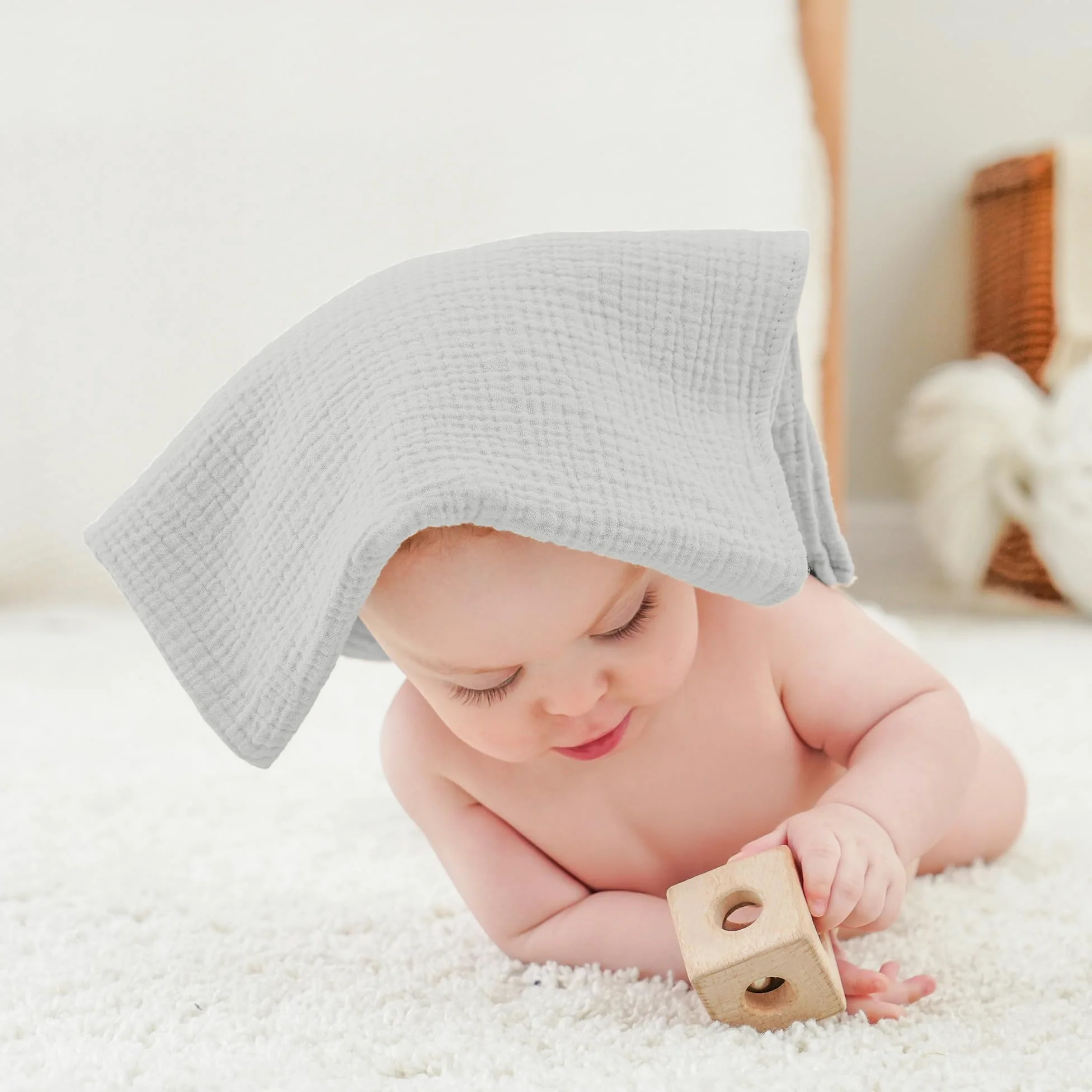 bearmoss Bambino in Mussola Per Neonati Set 6 Pezzi,100% cotone Super Morbido Assorbente in Mussola A Grana Per Neonati Per Bambine E Ragazzi 60x60CM (Blu-verde)